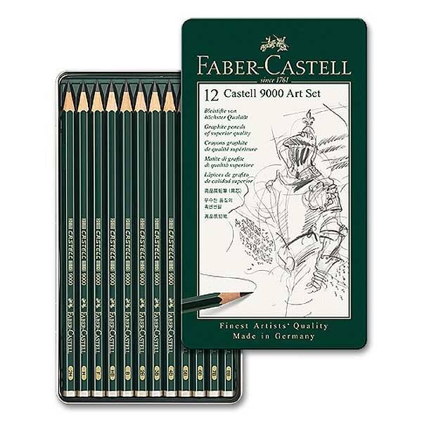 סט 12 עפרונות שרטוט פאבר קסטל FABER CASTELL 2H-8B 9000