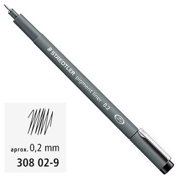 רפידוגרף שחור STAEDTLER PIGMENT LINER 0.2