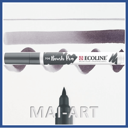 אקוליין טוש מכחול ECOLINE Brush Pen Deep Grey 706