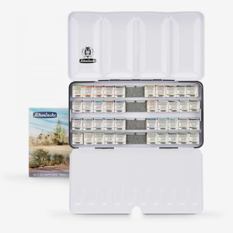מארז 40 גוונים צבעי מים הורדום חצי קוביה SUPER GRANULATION SCHMINCKE
