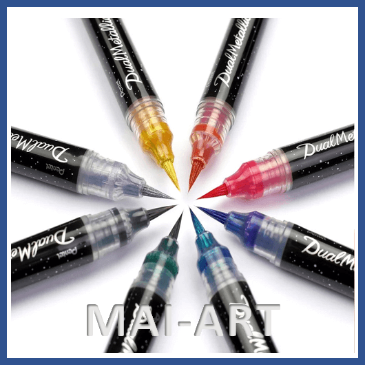 טוש מכחול נצנצים מטאלי PENTEL ART DUAL METALLIC BRUSH