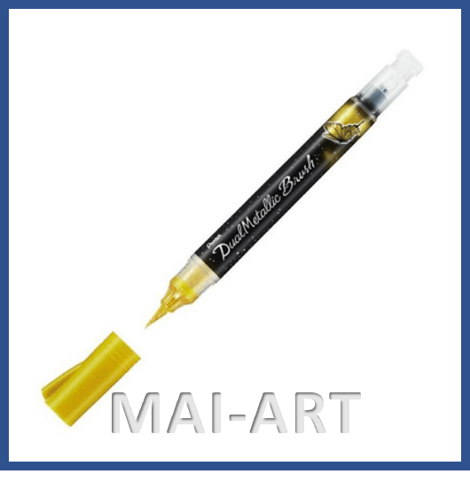 טוש מכחול נצנצים מטאלי PENTEL ART DUAL METALLIC BRUSH GOLD