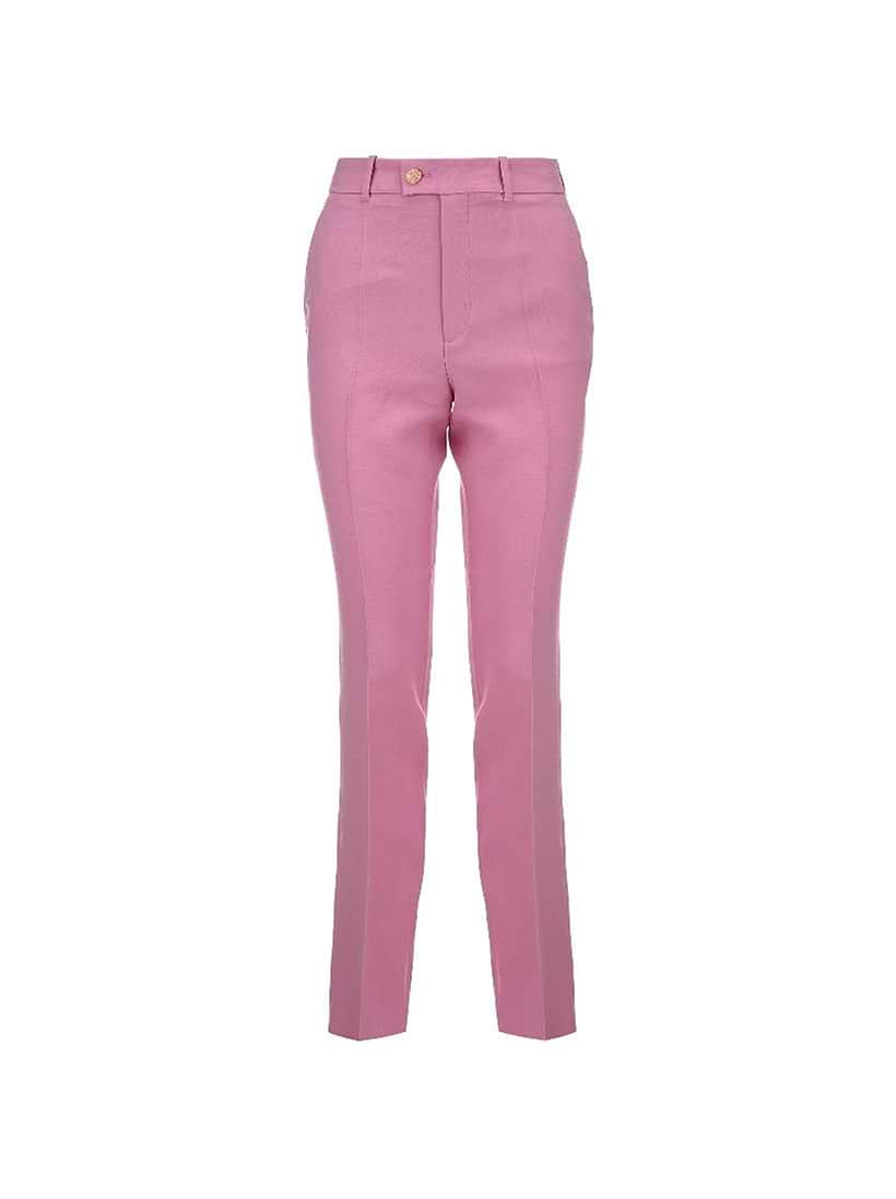パンツ GUCCI LIGHT PINK WOOL TROUSERS GUCCI | Wool Jacquard Straight Leg Trousers | Women | Dusty