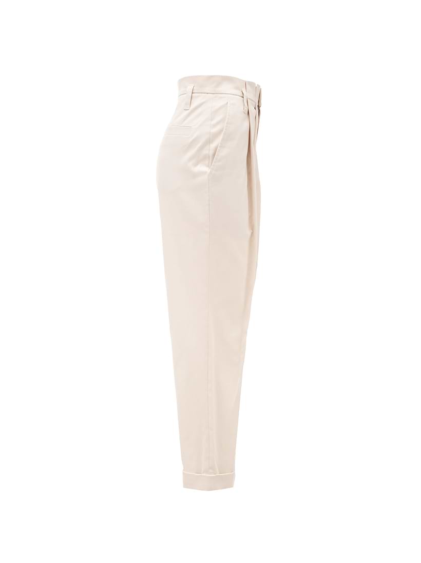 パンツ BRUNELLO CUCINELLI Woman Pants White M0F70P8593 C8555 Brunello Cucinelli White Cotton Blend Women's Trousers