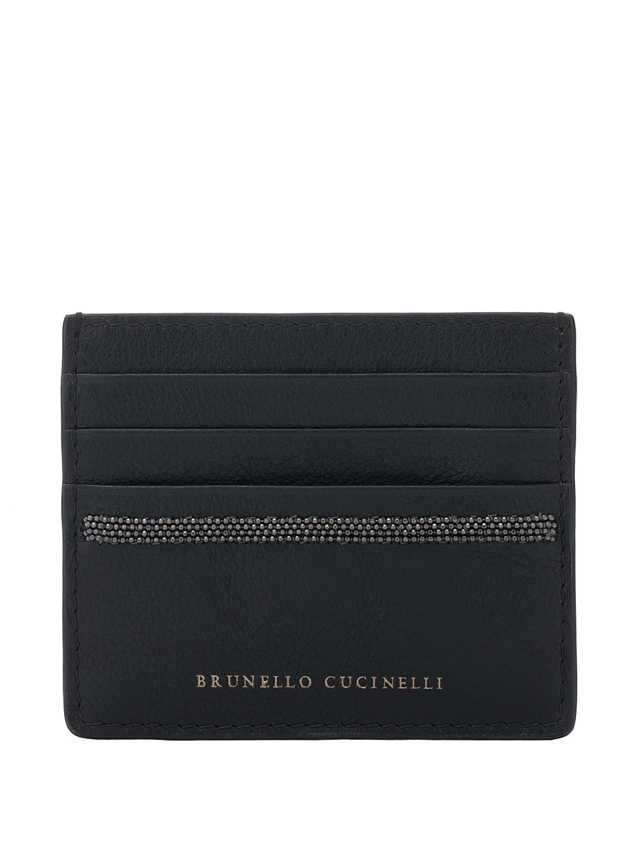 【送料&関税込】Brunello Cucinelli Card Holder Calfskin card case for Man in Black | Brunello Cucinelli