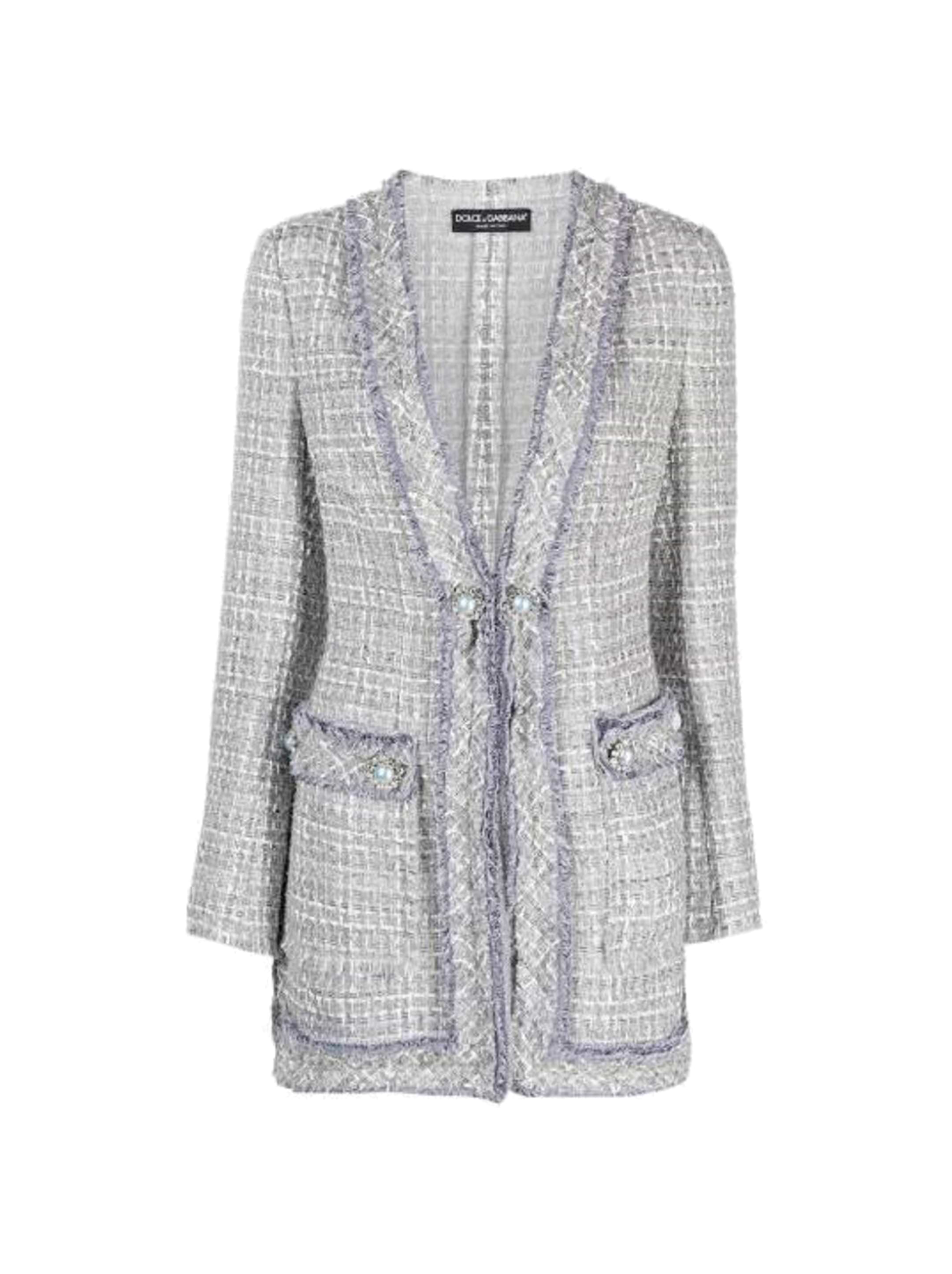 ジャケット Dolce & Gabbana Tweed blazer Tweed jacket with micro-sequin embellishment and satin