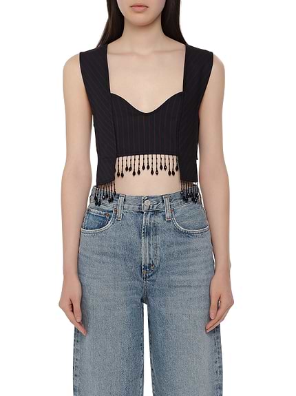 Ganni women's Fringe crop top - buy for 104650 KZT in the
