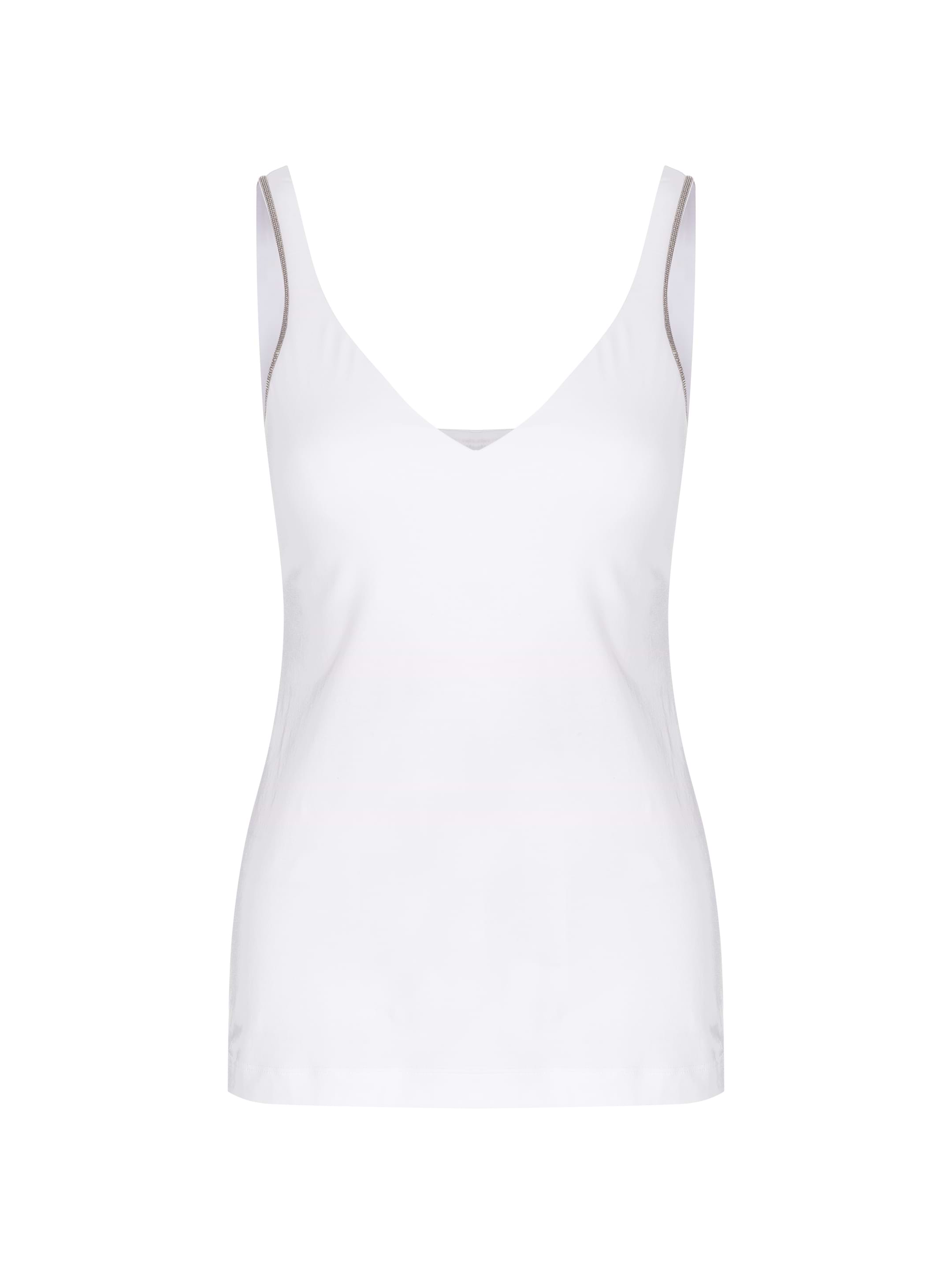 Tシャツ・カットソー BRUNELLO CUCINELLI Cashmere wool tank top Monili Brunello Cucinelli - Off White Cotton Ribbed Monili Tank
