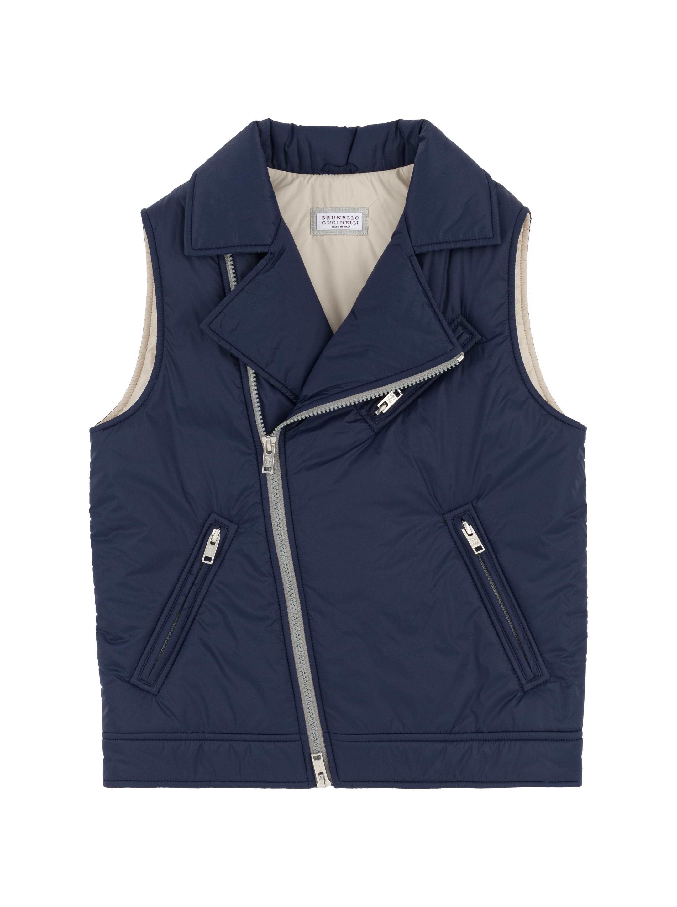 ベスト・ジレ BRUNELLO CUCINELLI Women Vests M0PV05172 C6352 BLUE Brunello Cucinelli - Blue Pinstripe Suede Vest | Mitchell Stores