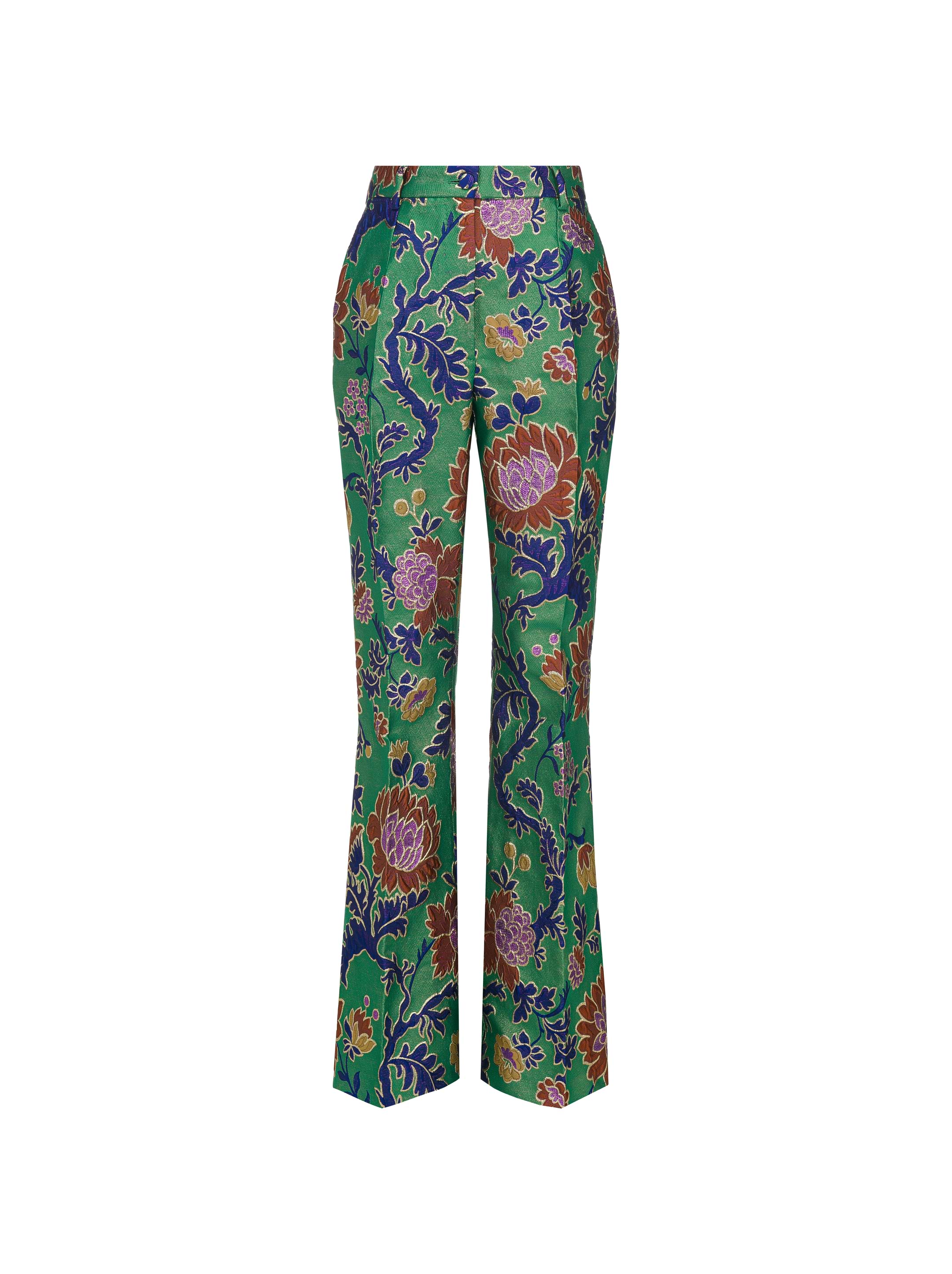 パンツ Dolce & Gabbana FW24 DPP-PANTS FLARE (FTBMPT FRBDKS8051) Peony-print cotton jacquard pants in Print for Women