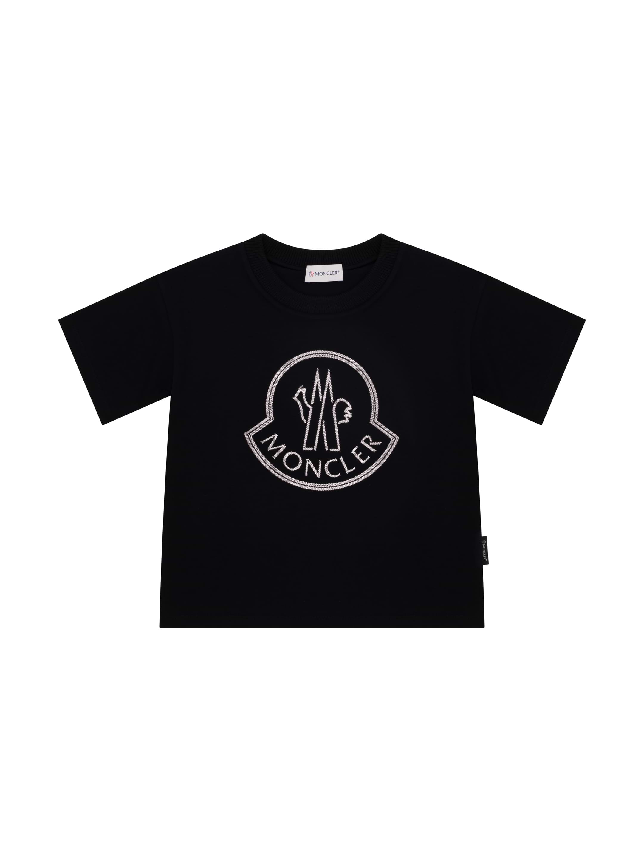 ※在庫わずか【MONCLER】ロゴ L/S Tシャツ BLACK MONCLER (モンクレール) 襟ロゴ クルーネック 半袖 Tシャツ