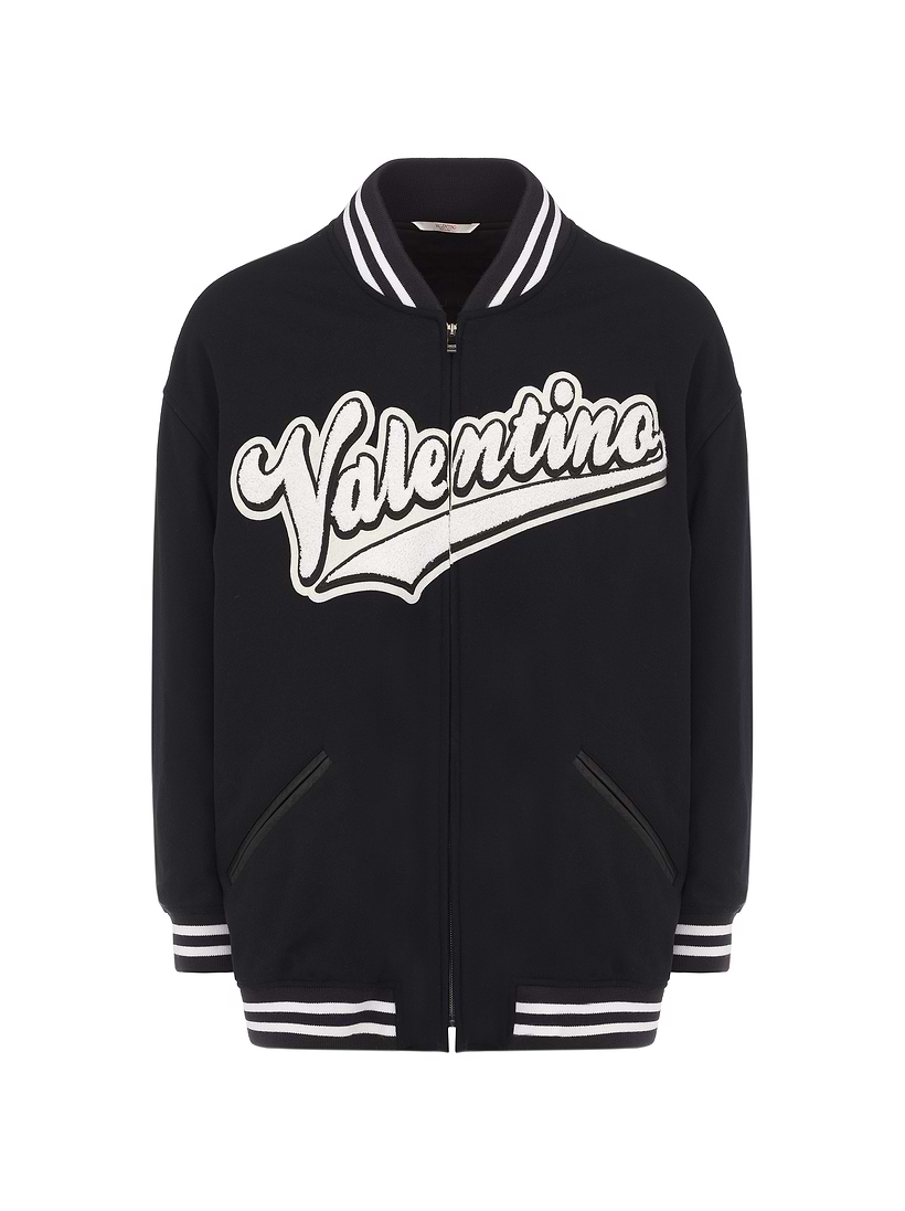 【関税込み】Valentino Garavani logo bomber jacket Valentino Garavani logo-embroidered Bomber Jacket | Black