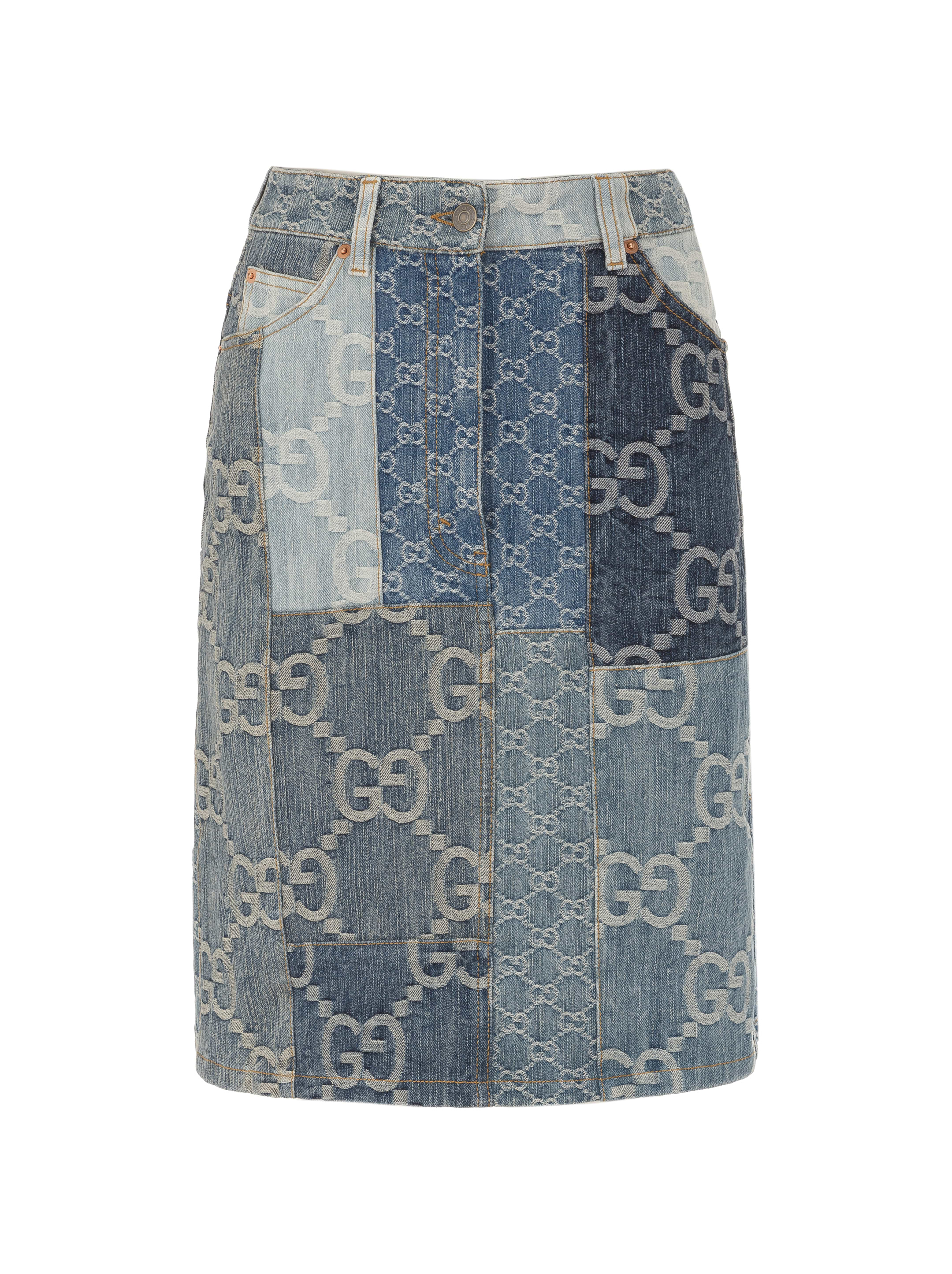 Gucci women's Patchwork effect denim skirt - buy for 1148600