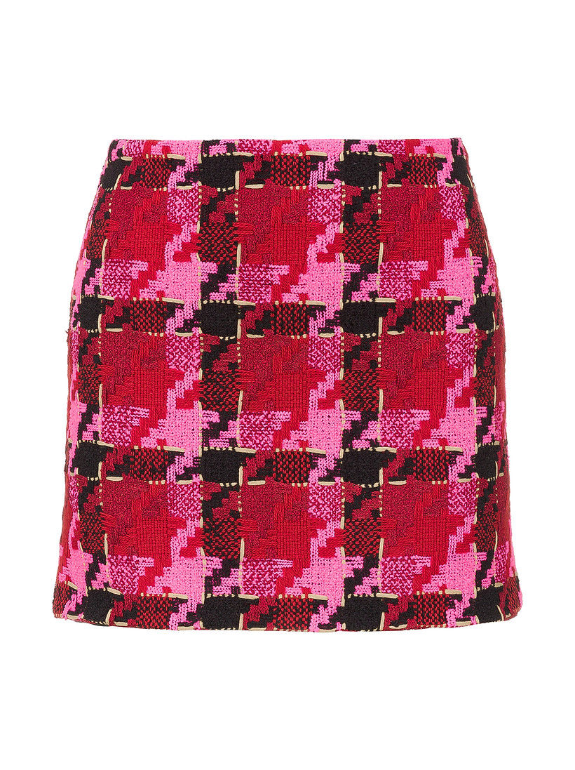 ミニスカート Versace Flared Mini Skirt In Tweed Baby pink Embellished cotton-blend tweed mini skirt