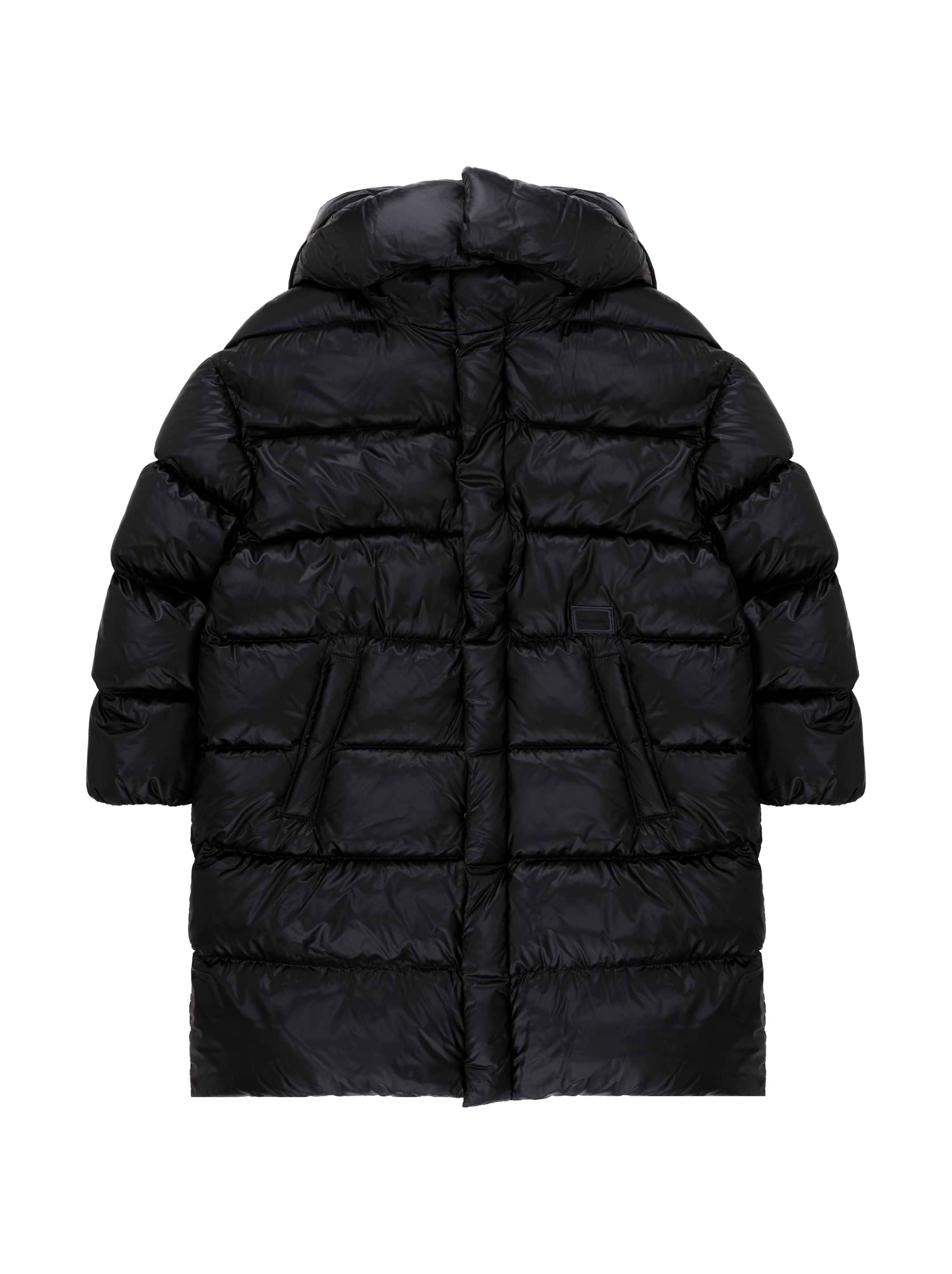 ジャケット・アウター dolce&gabbana jaket Satin jacquard down jacket with all-over DG logo in Black