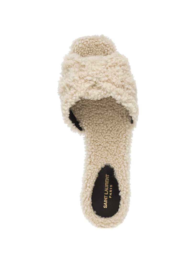 サンダル Saint Laurent Ivory shearling slippers Fur slippers Saint Laurent for women - buy in the official