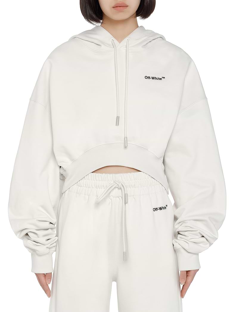 Off-White women's Cropped logo-print cotton hoodie buy for