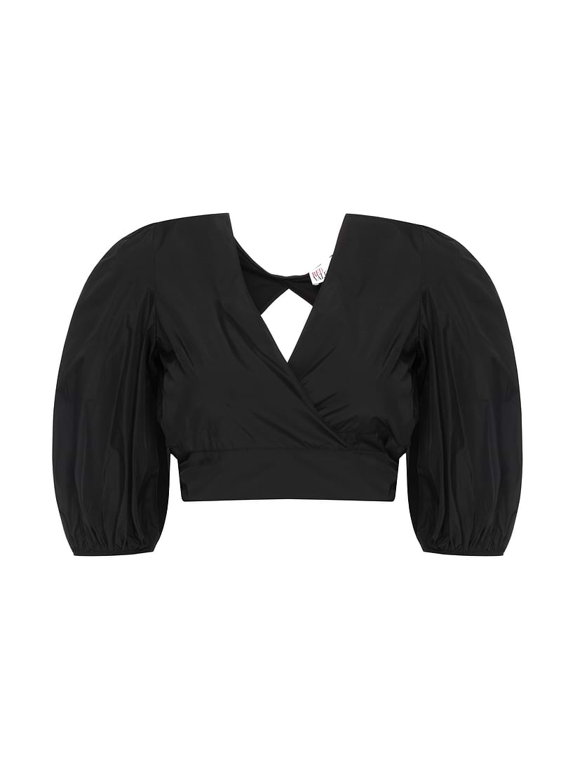Tシャツ・カットソー RED VALENTINO TAFFETA TOP WITH PUFF SLEEVES Red Valentino Redvalentino Puff Sleeve Taffeta Top In Blue