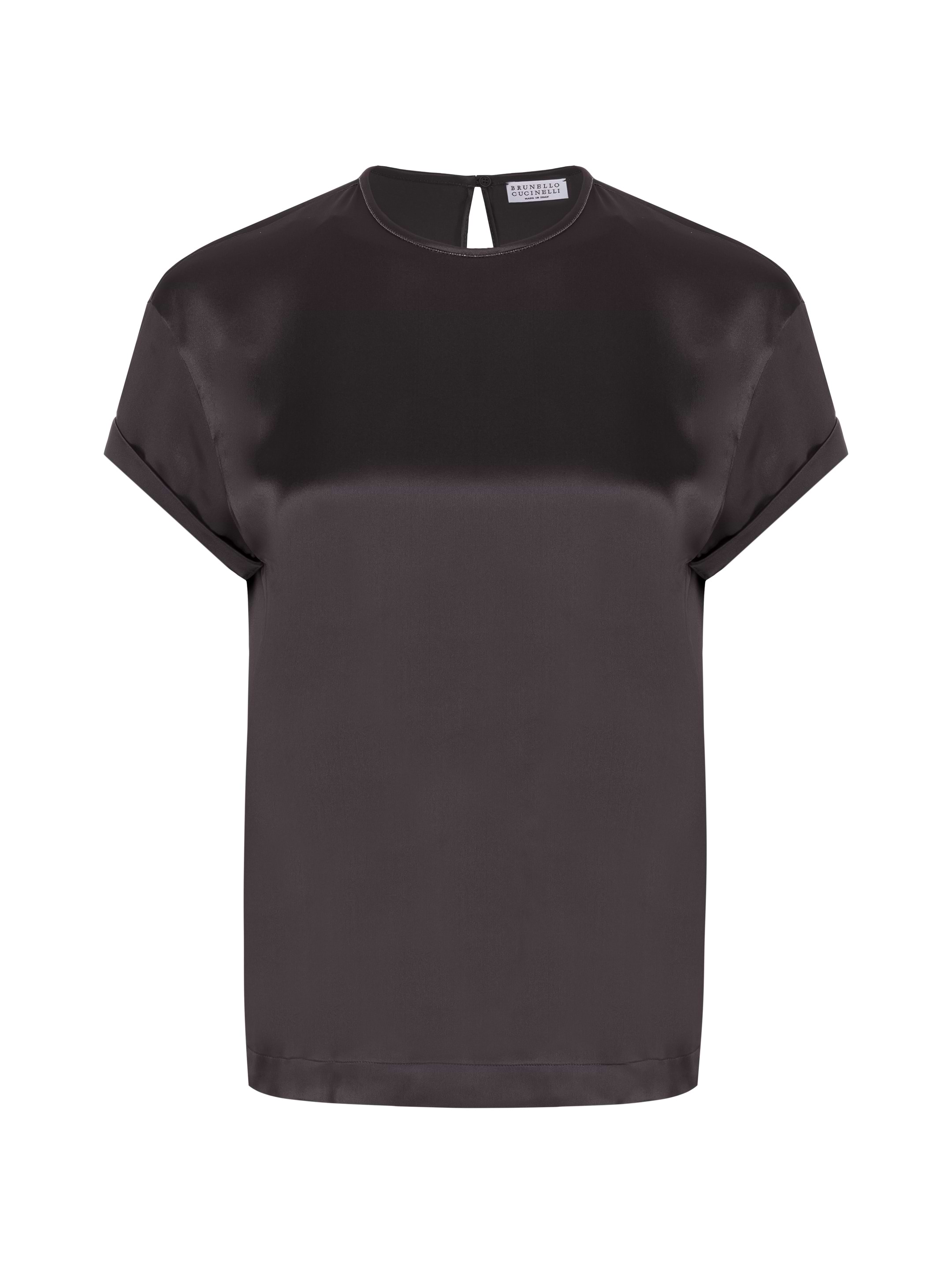 Tシャツ・カットソー BRUNELLO CUCINELLI Women Tops M0T18BD200 C101 Black Brunello Cucinelli women's Cotton t-shirt with monil chain
