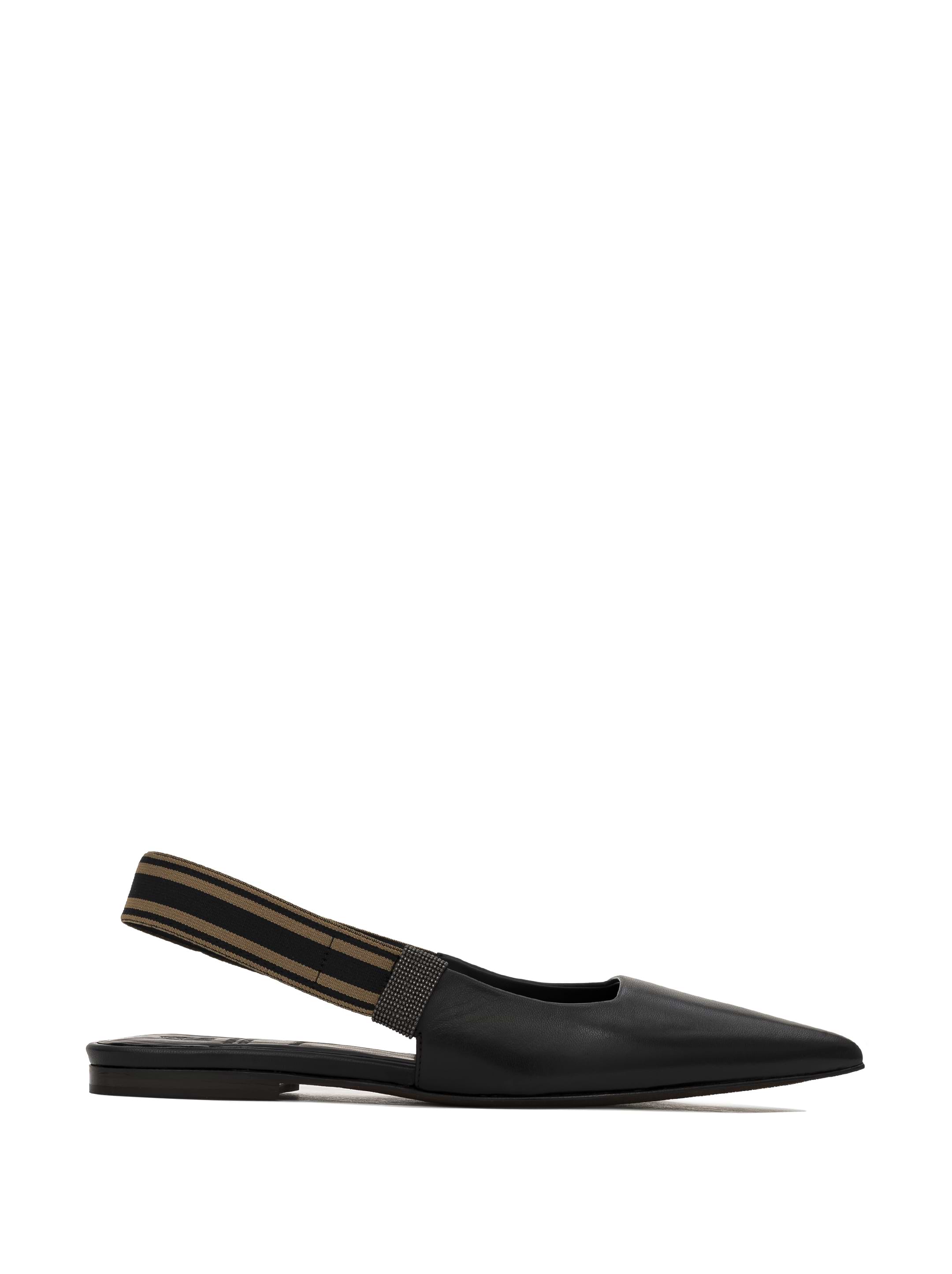 バレエシューズ BRUNELLO CUCINELLI City leather slingback decollete Brunello Cucinelli City Leather Slingback Decollete in White