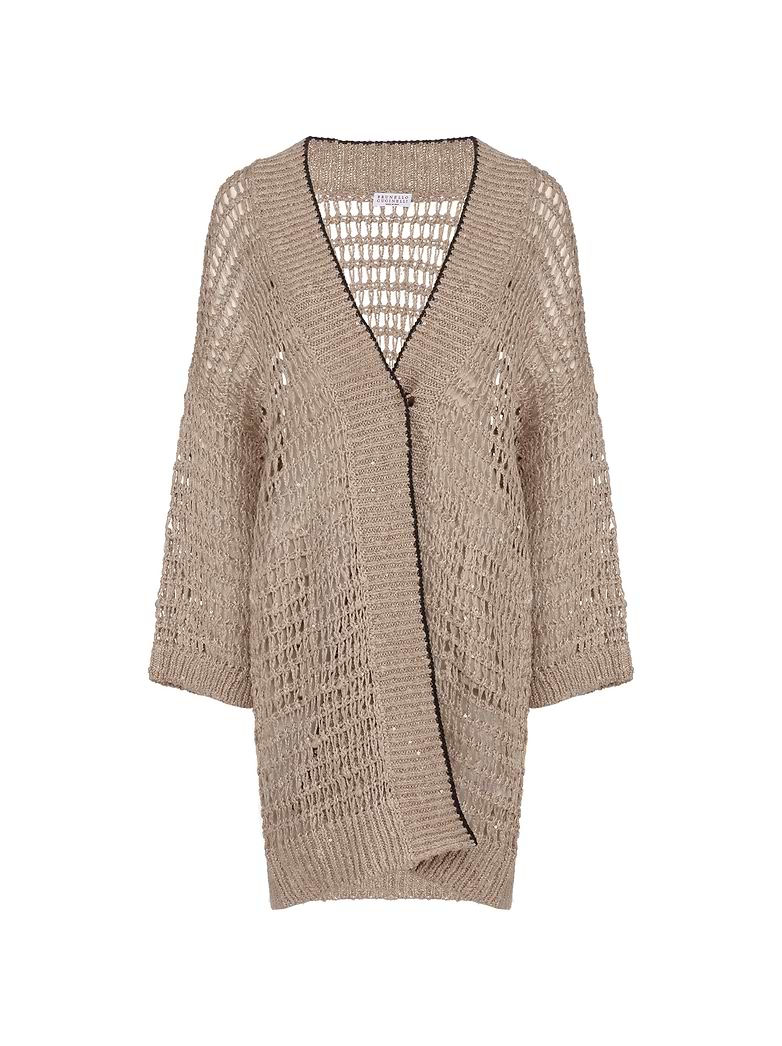 ✨BRUNELLO CUCINELLI スパンコールリネン混カーディガン ブルネロクチネリ リネンシルク スパンコール付きカーディガン