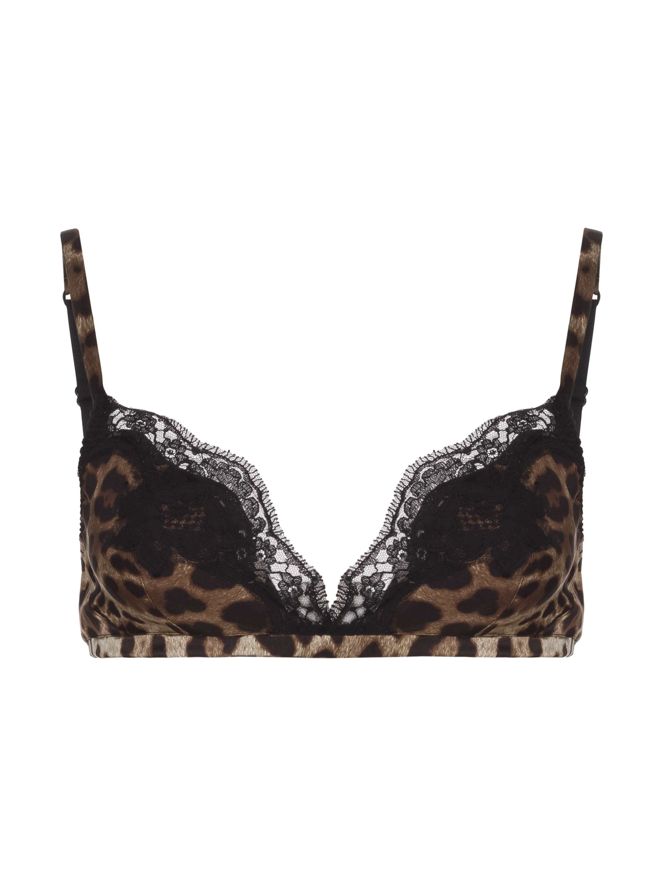ブラジャー DOLCE  GABBANA Women Bras O1A01T ONO13 N0000 BLACK Soft-cup satin bra with lace detailing in Black for Women