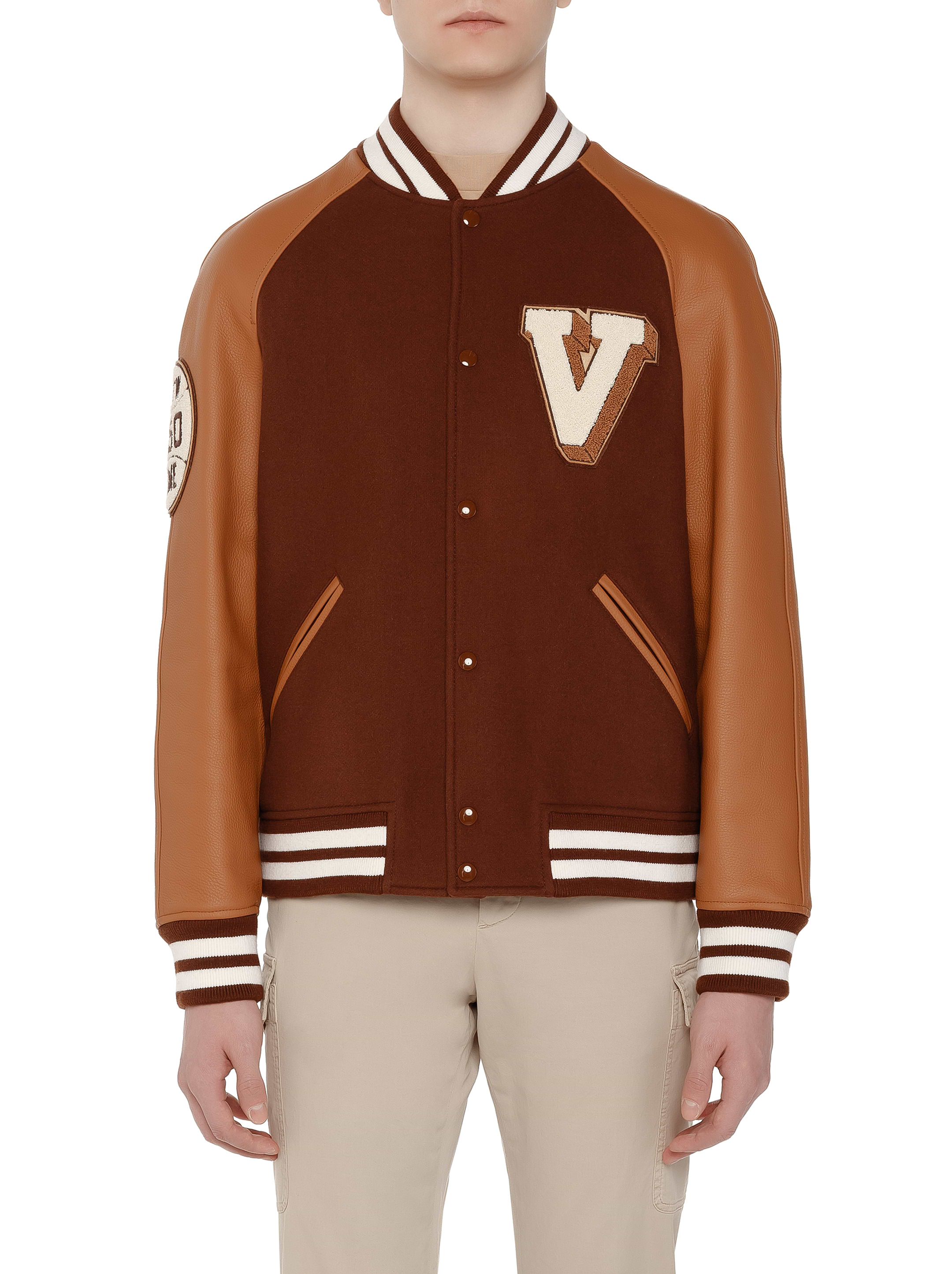 【関税込み】Valentino Garavani logo bomber jacket Valentino Garavani logo-patch Bomber Jacket | Blue | FARFETCH