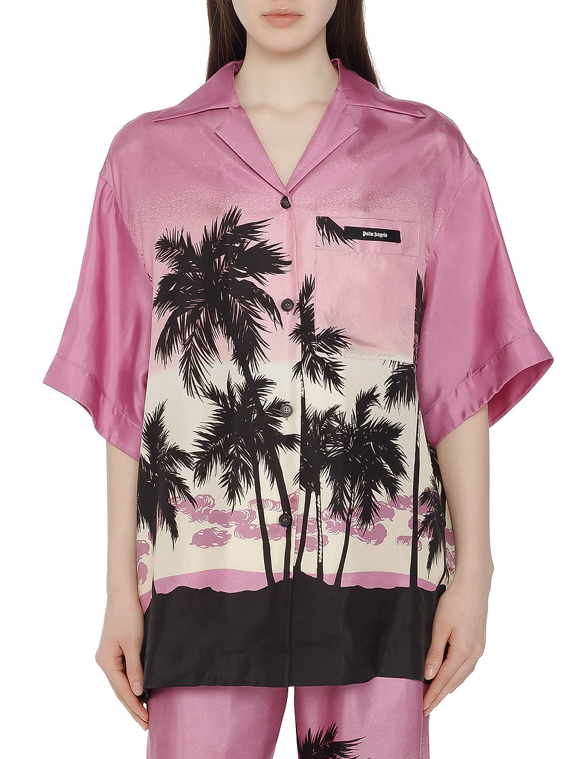 Palm Angels women's Pink sunset print silk shirt - buy for