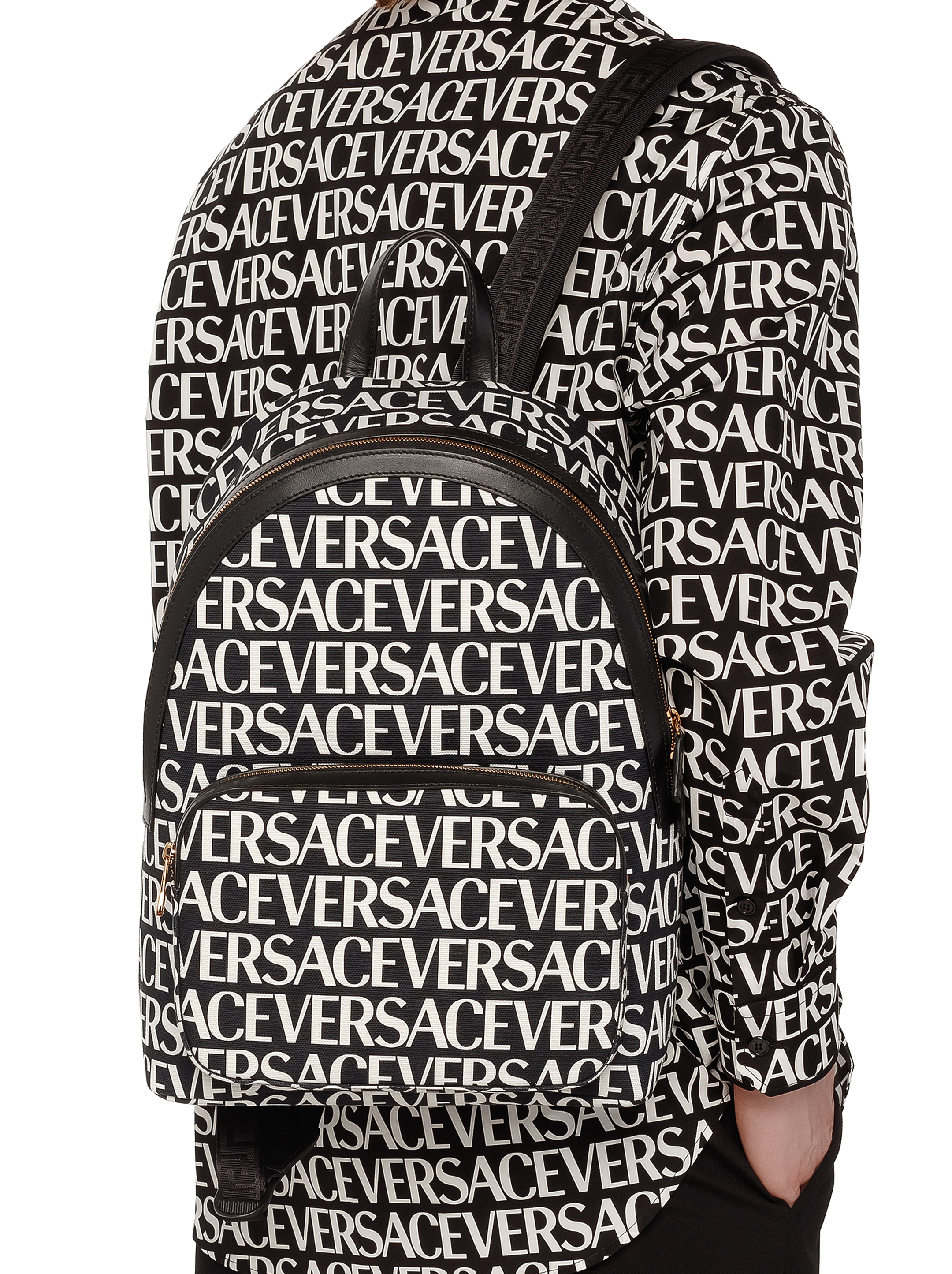 Versace men's Textile backpack with monogram - buy for