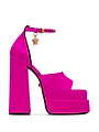 サンダル・ミュール VERSACE SATIN AEVITAS MEDUSA PLATFORM SANDALS Medusa Aevitas satin platform sandals in black - Versace
