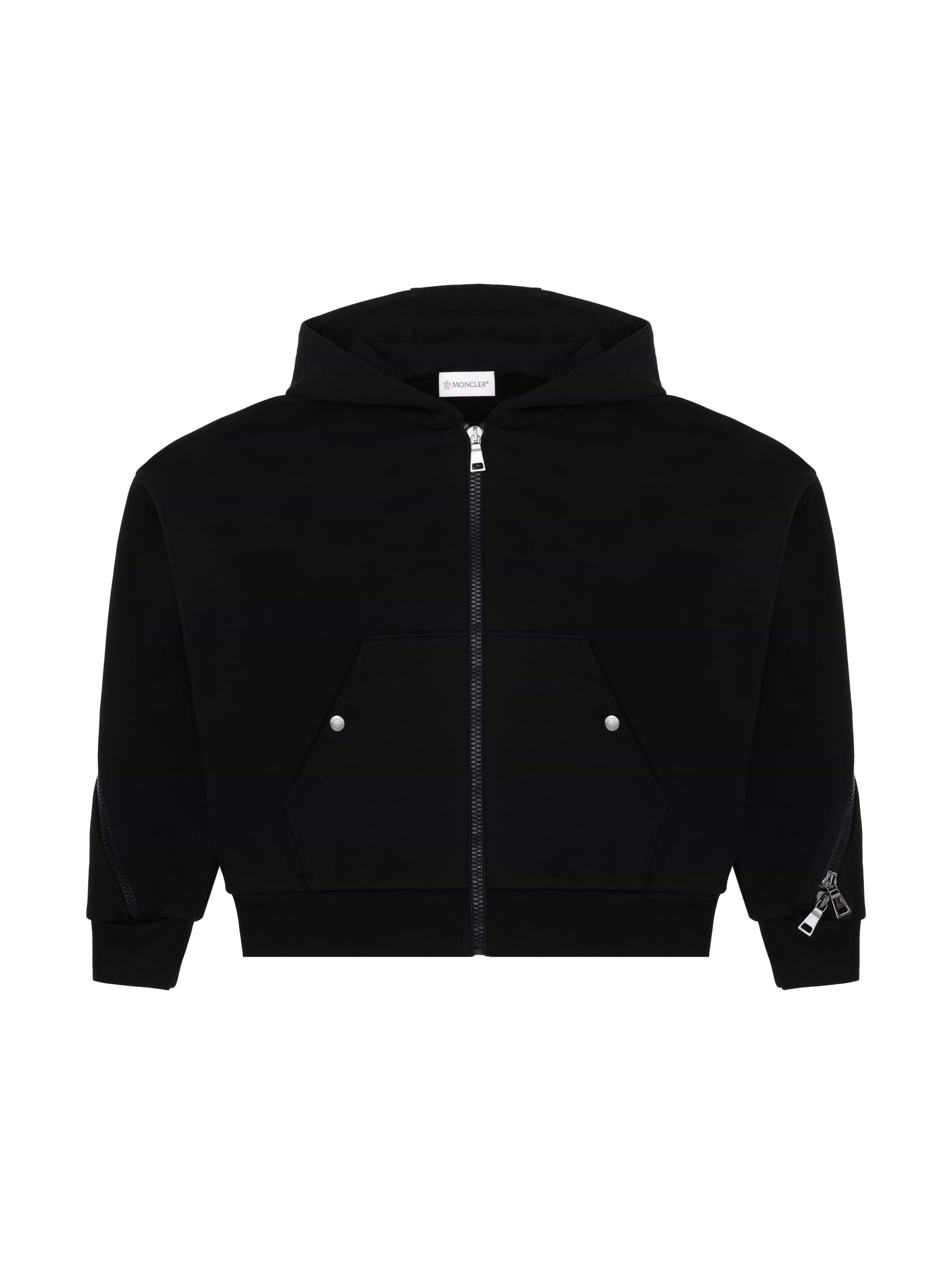 【関税/送料無料】MONCLER*Graphic Printed Long-Sleeved Hoodie Moncler logo-print Sleeve Hoodie | Black | FARFETCH