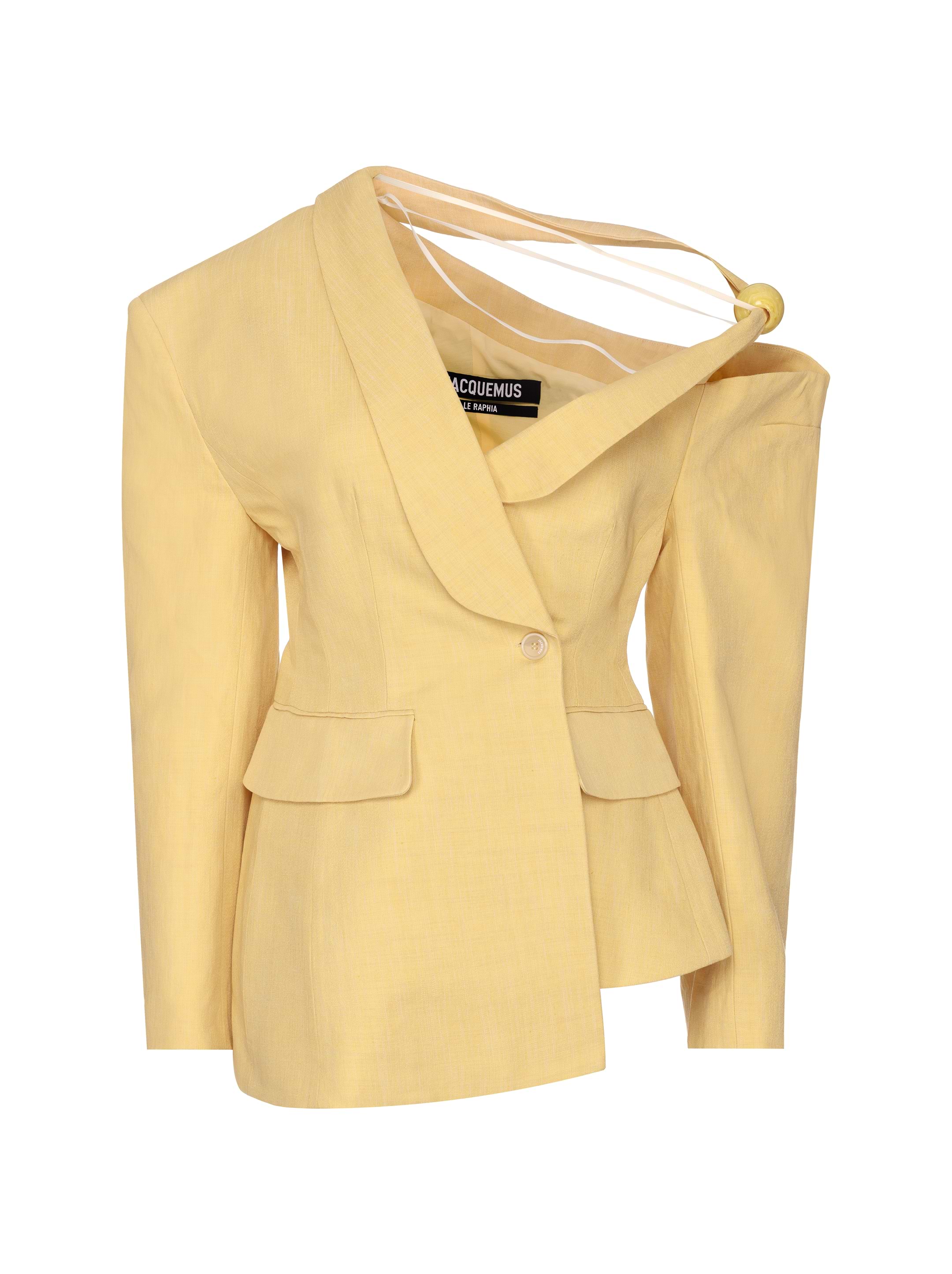 JACQUEMUS ハイウエストフレアトラウサ 221PA0171021 320 Jacquemus women's Baska double-breasted one-shoulder jacket