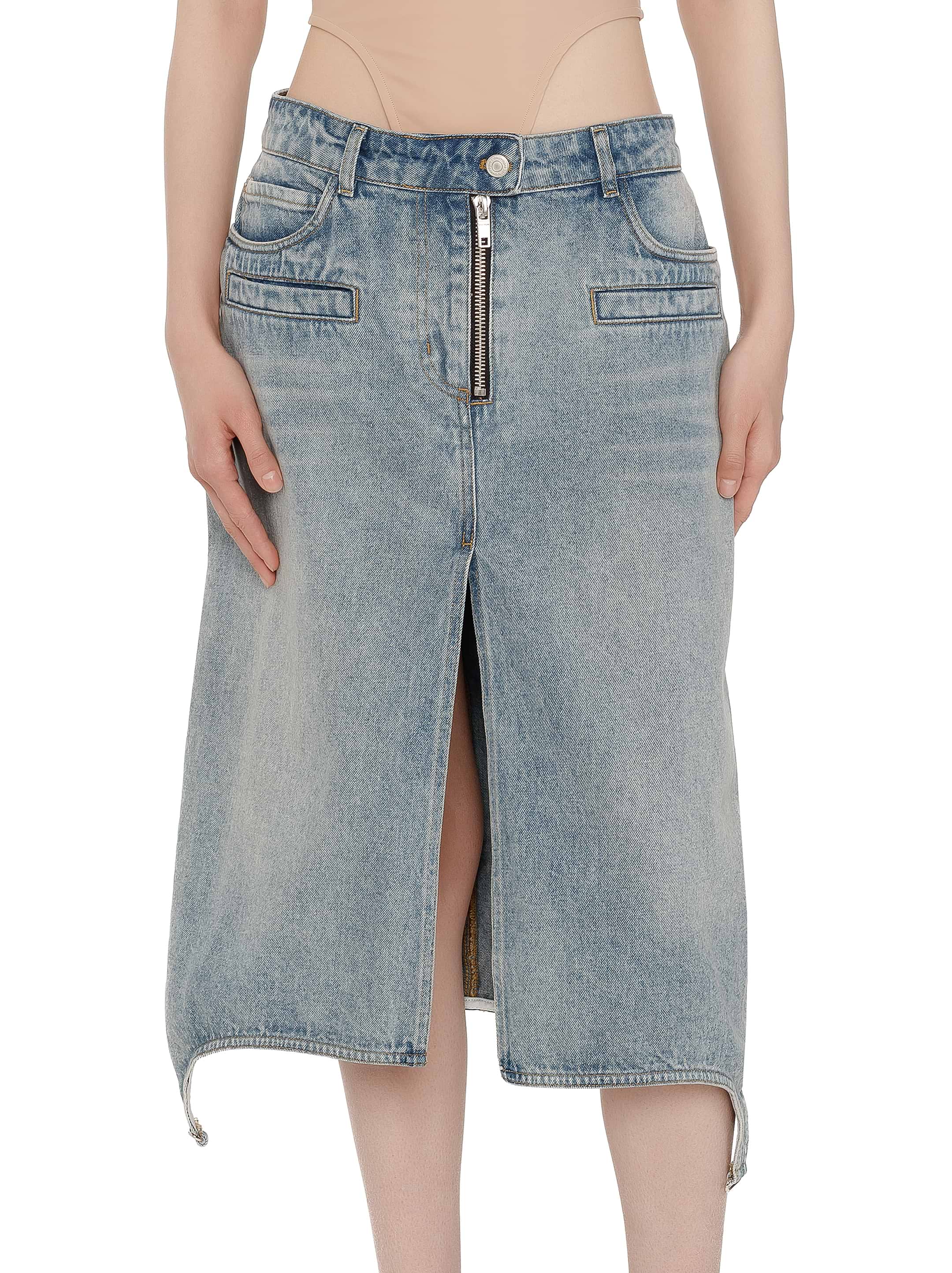 スカート COURREGES COTTON DENIM MIDI SKIRT Midi Denim Skirt by Courrèges- La Garçonne