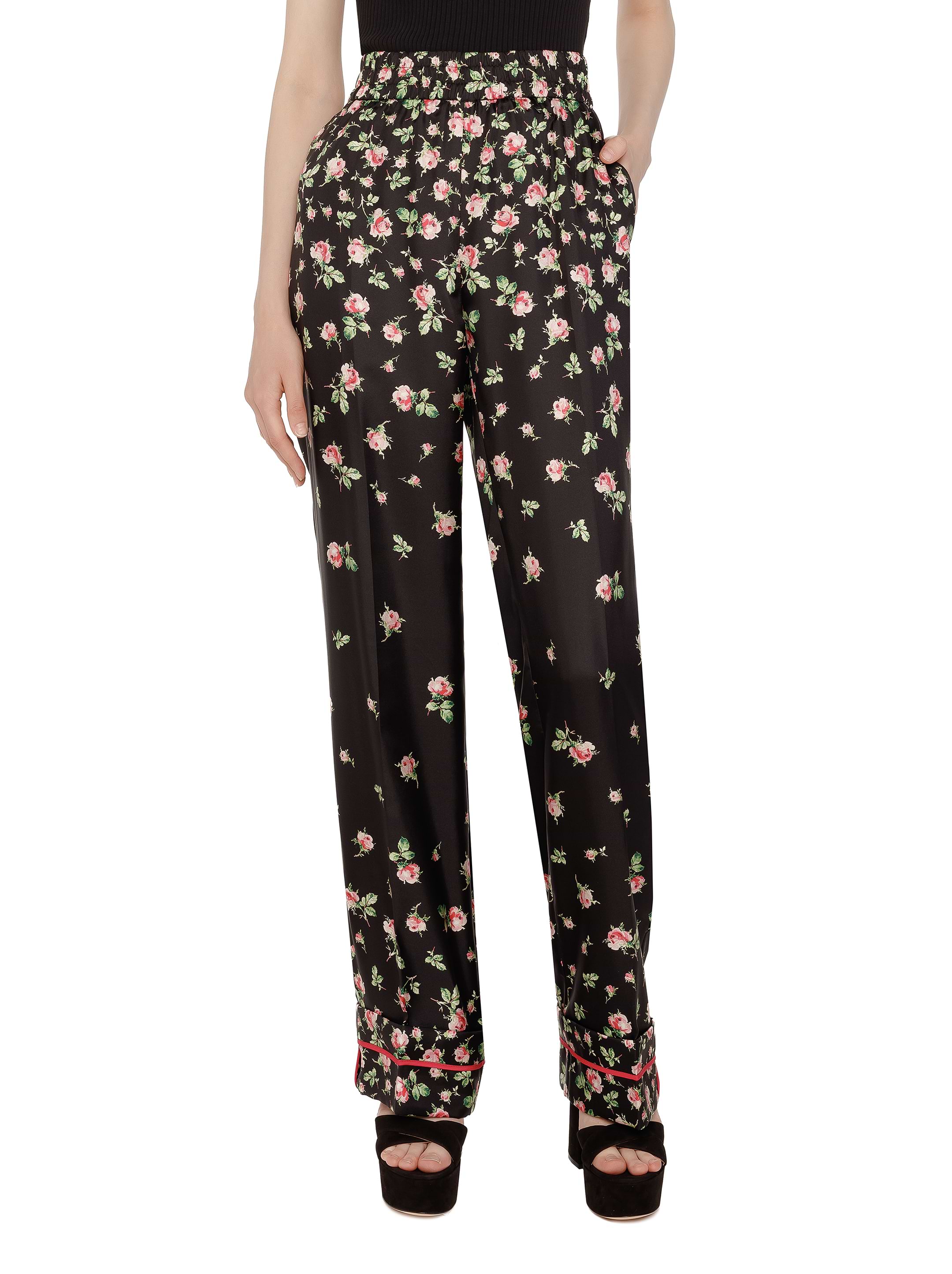 パンツ RED VALENTINO DREAMING PEONY PRINT SILK TROUSERS RED Valentino star-print Silk Trousers | Black | FARFETCH