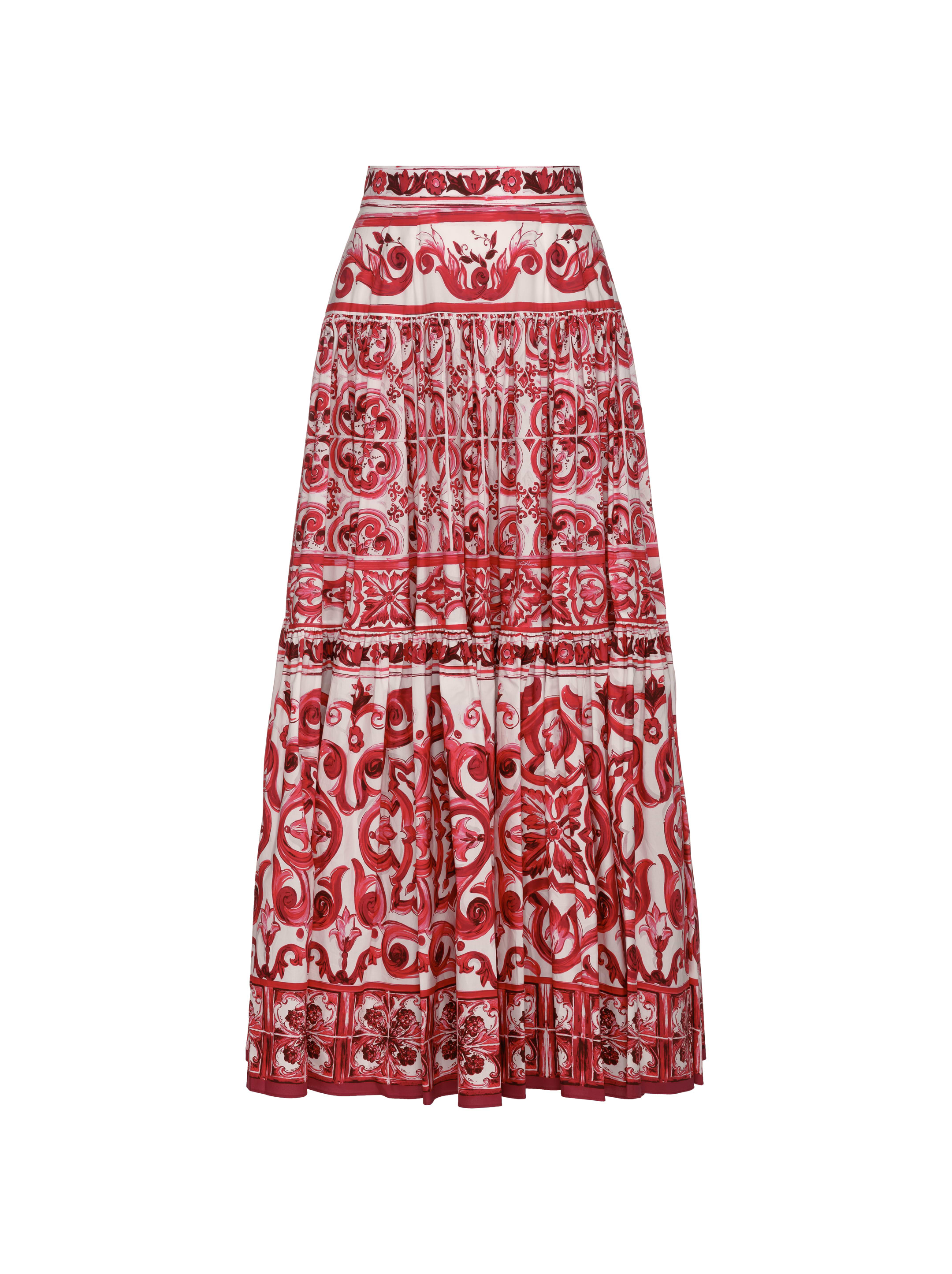 【DOLCE&GABBANA】マジョリカ プリント プリーツ マキシスカート 新品 涙の女王衣装 Dolce & Gabbana マキシスカートブルー 36