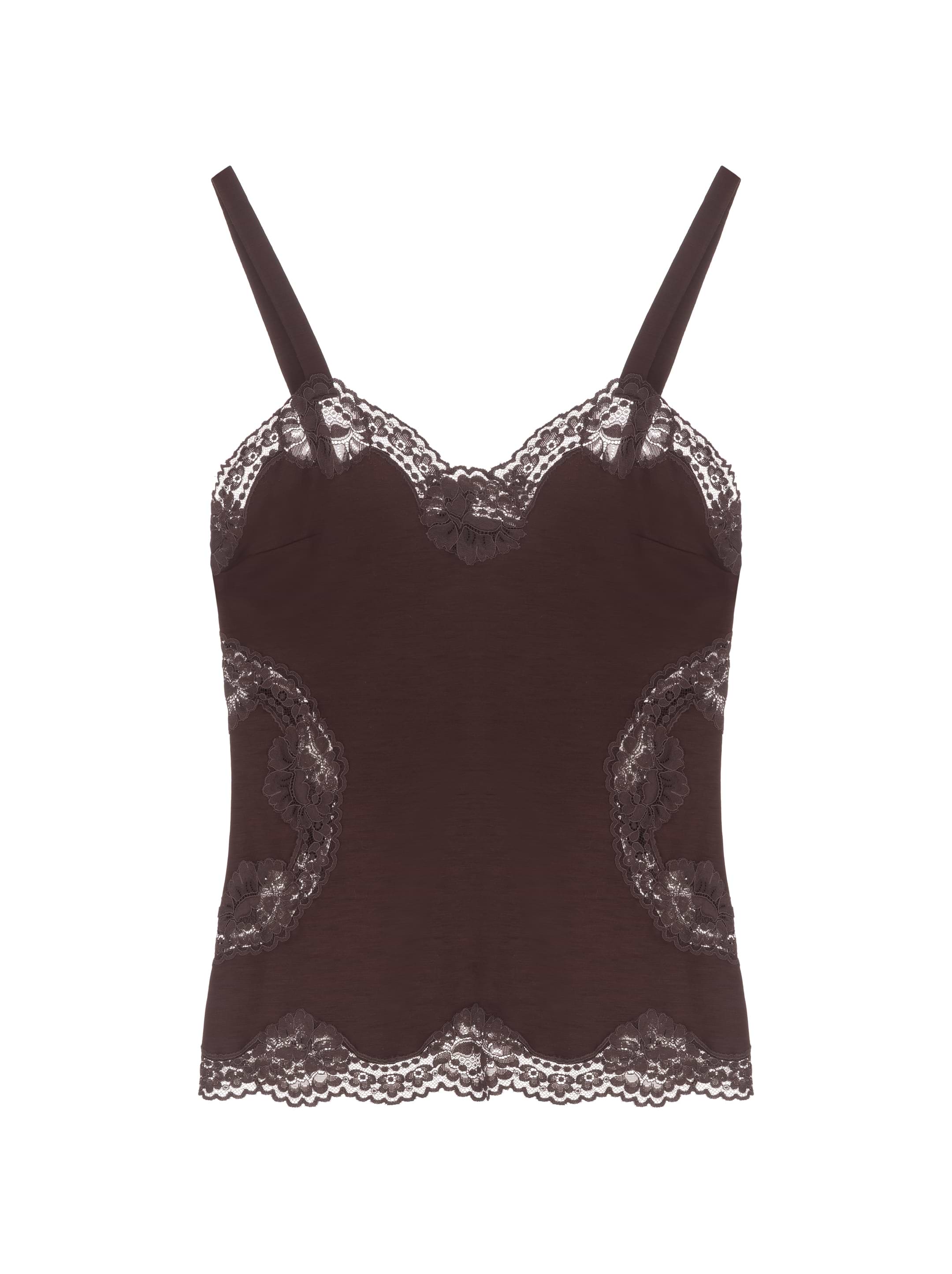 DOLCE&GABBANAロゴレースカットリーブ ラック DOLCE&GABBANA (ドルチェ ＆ ガッバーナ) サイドロゴ クルー
