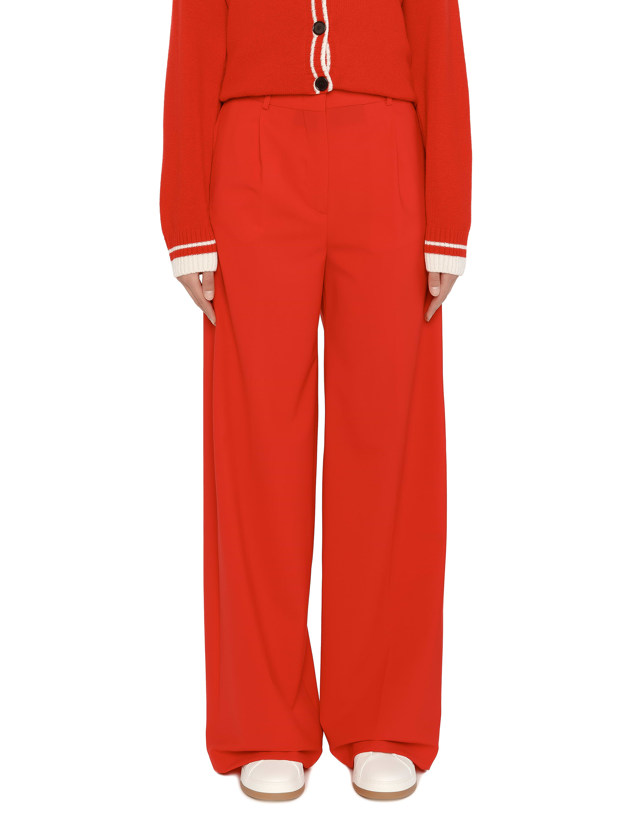 パンツ MSGM WIDE-LEG MIDI PANTS MSGM Logo-waist Tailored Trousers | Garmentory