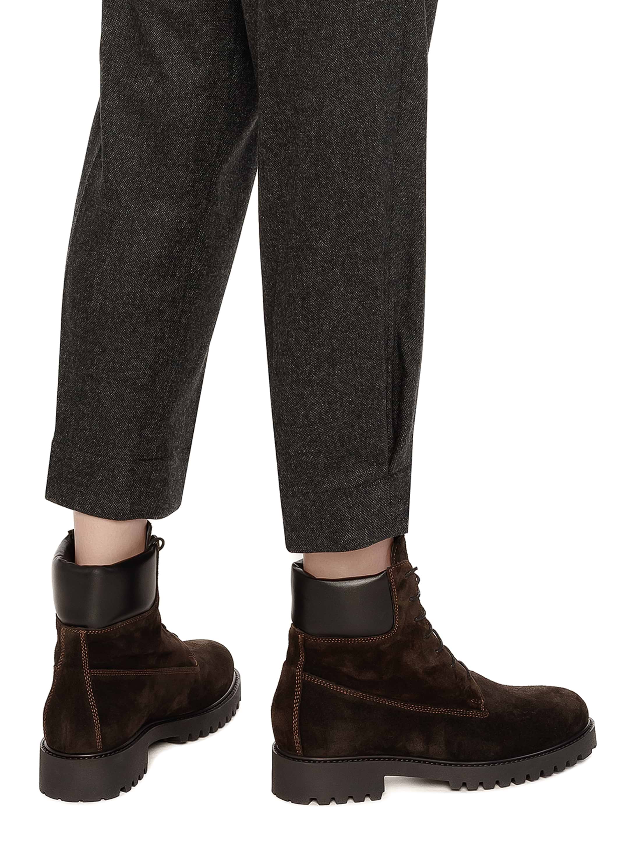 【関税込み】TOTEME ブラウン Husky ブーツ TOTEME The Husky Leather-trimmed Suede Ankle Boots in Brown