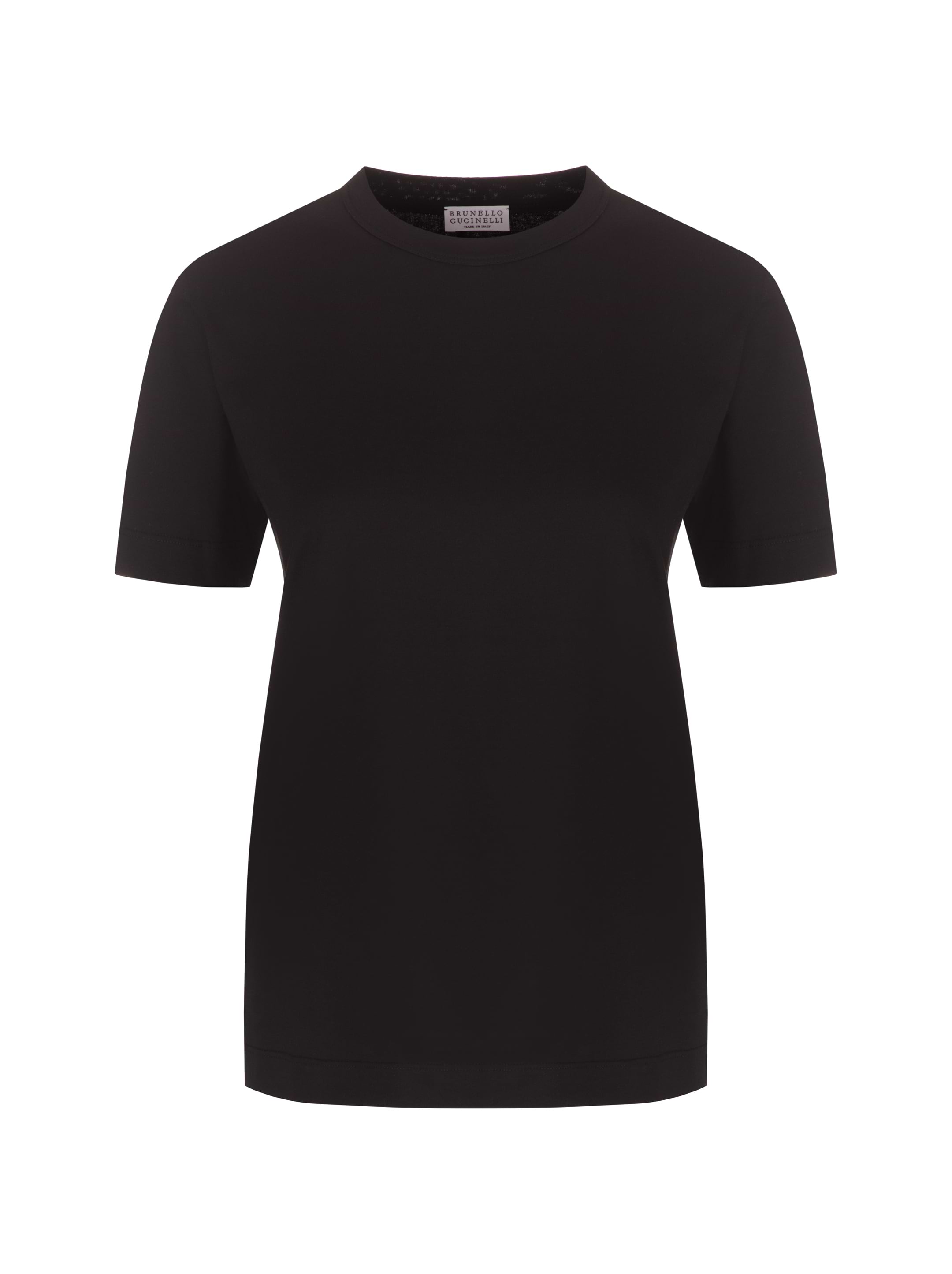 Tシャツ・カットソー BRUNELLO CUCINELLI Woman T-Shirt Black M0T18BD200 C101 Brunello Cucinelli women's Cotton T-shirt with monil chain