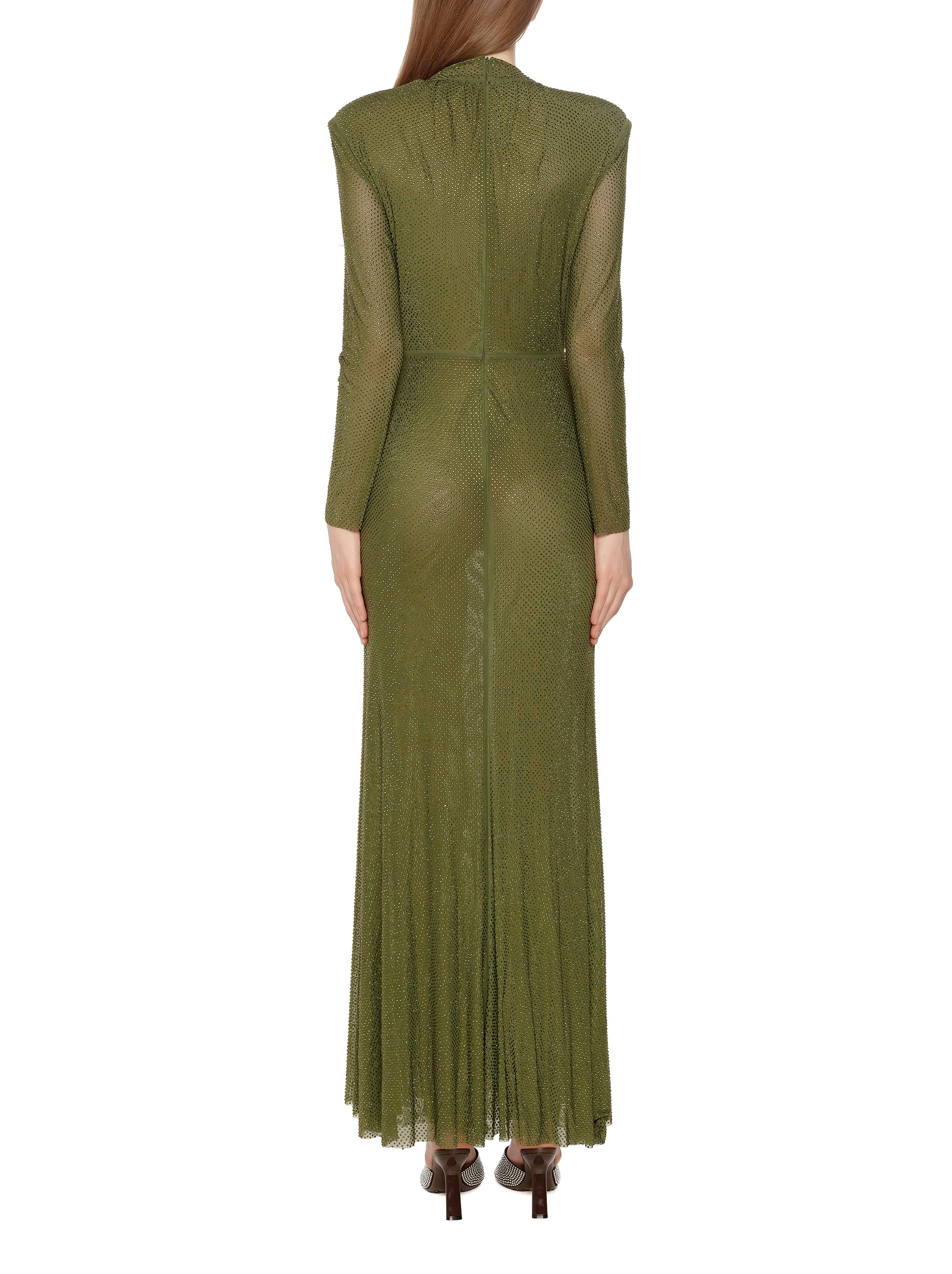 SELF PORTRAIT ルレックスニットミティトレス RS23089MGK GREEN Self-Portrait women's Maxi dress with rhinestones - buy for