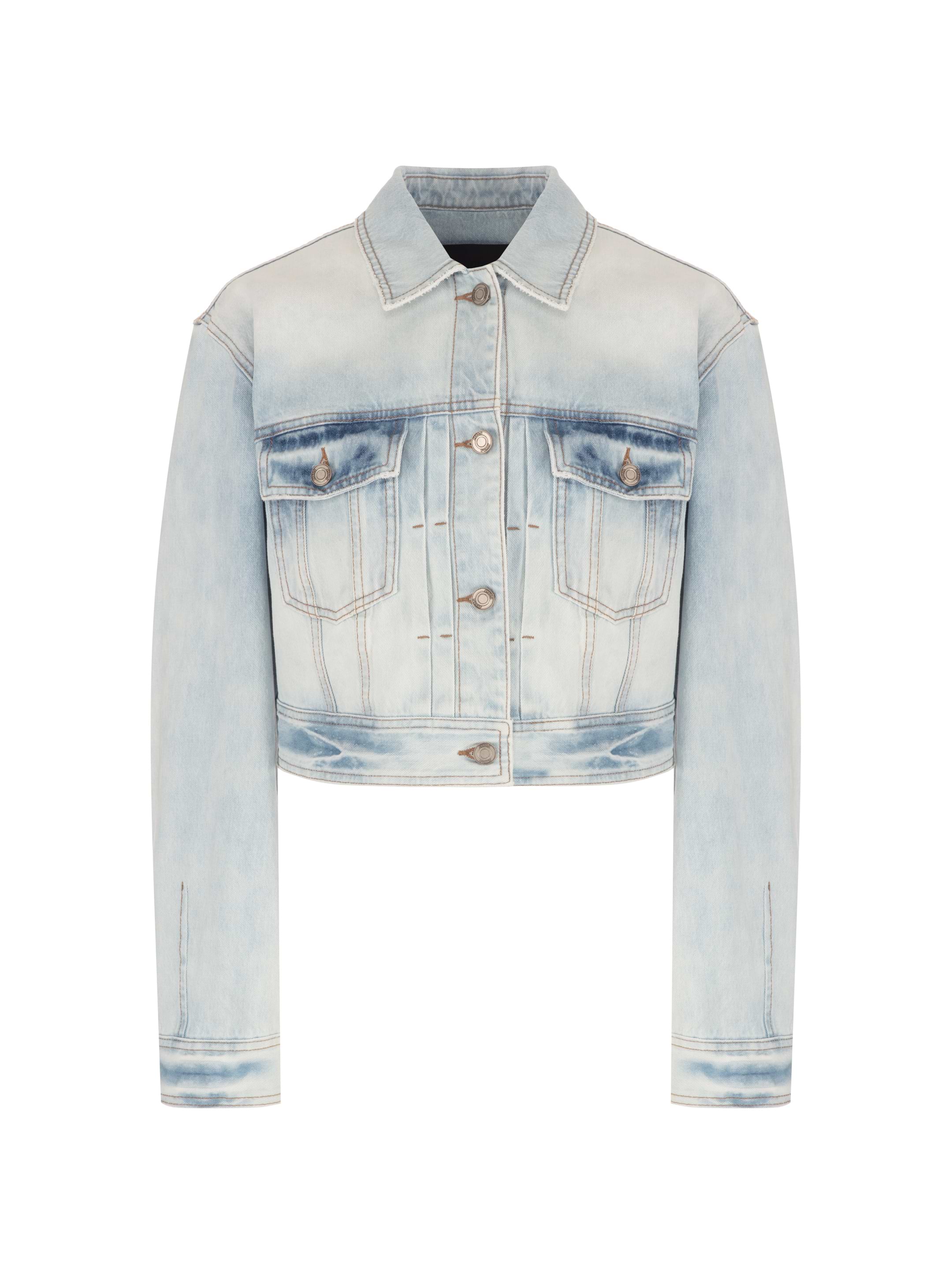 【KOOLOSET】Crop Denim Jacket Distressed Cropped Jean Jacket