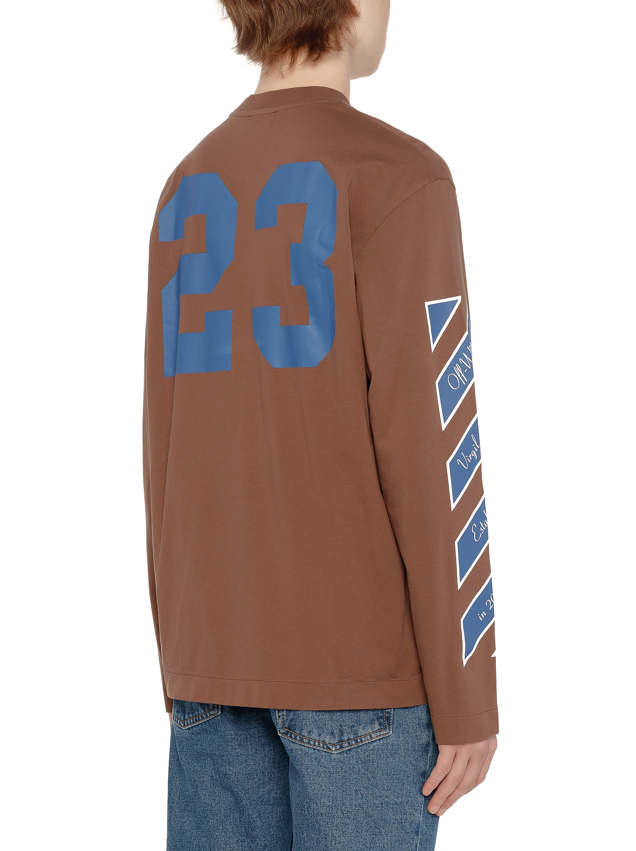“Off-White” Varsity プリントTシャツ Brown OFFWHITE(オフホワイト) プリント柄Tシャツ OMAA027S20185012