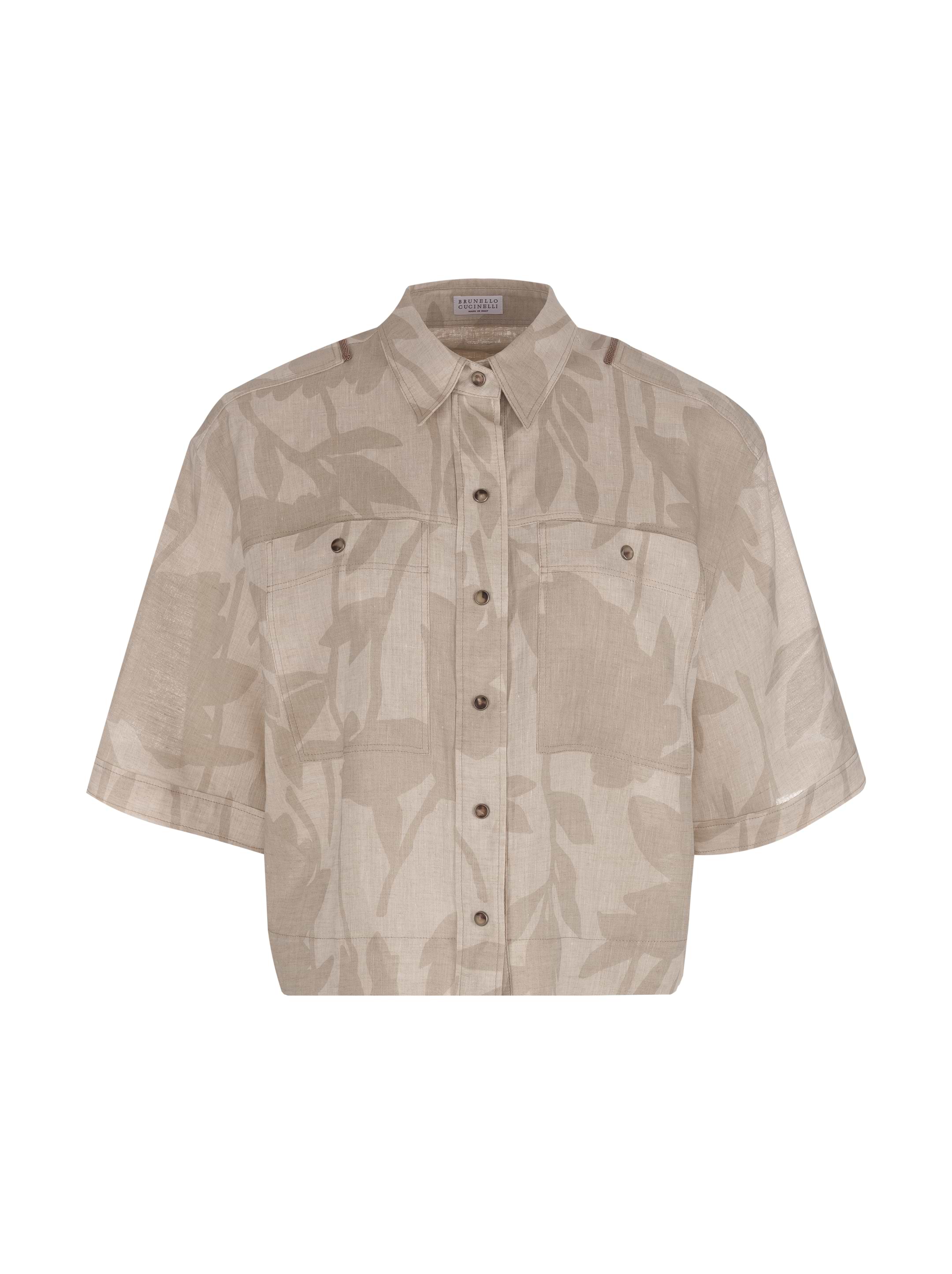 Cropped shirt with floral print Brunello Cucinelli for women