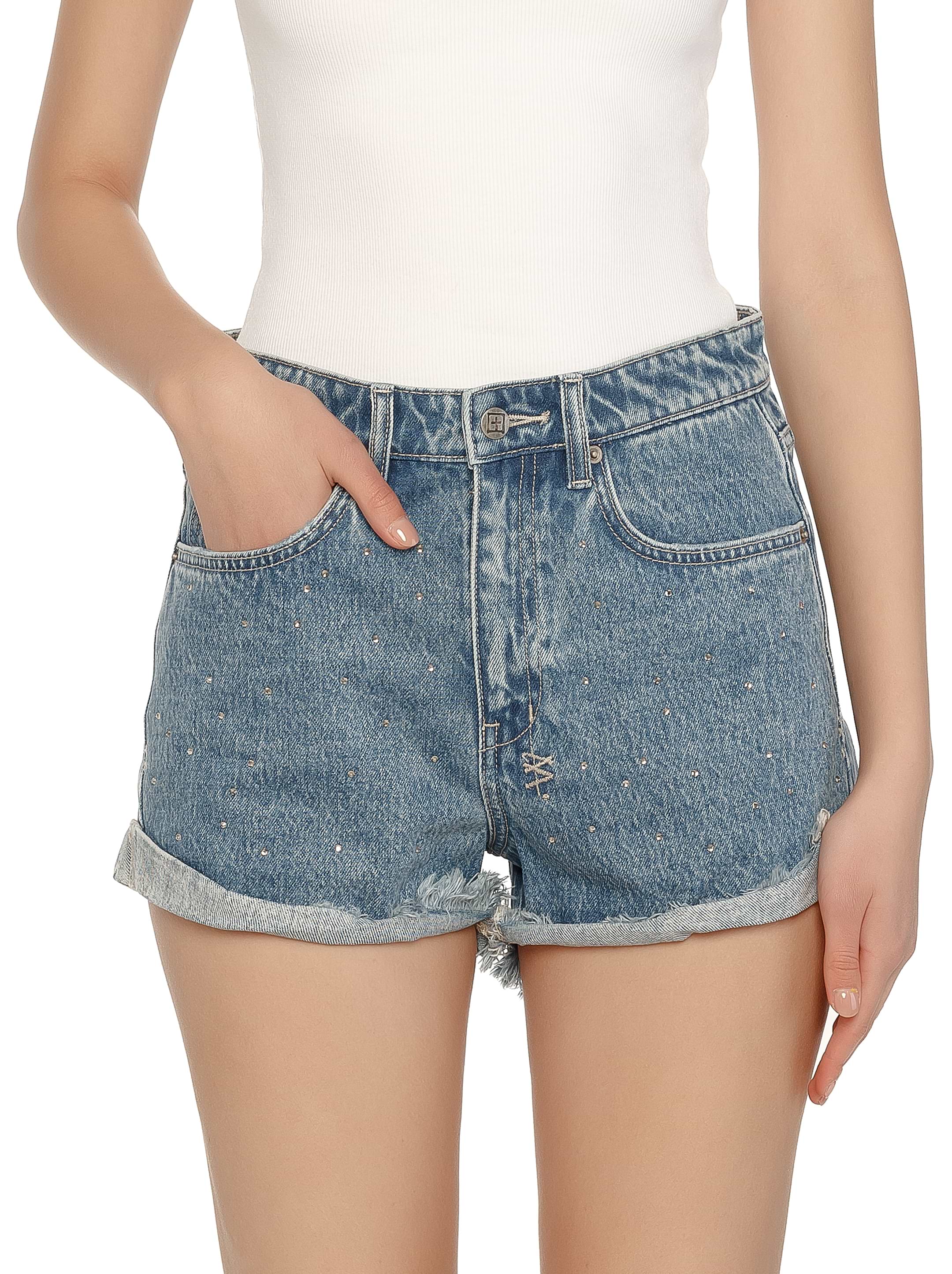 ♡ _k_s ♡ Ksubi women's Denim shorts with rhinestones - buy for 59900
