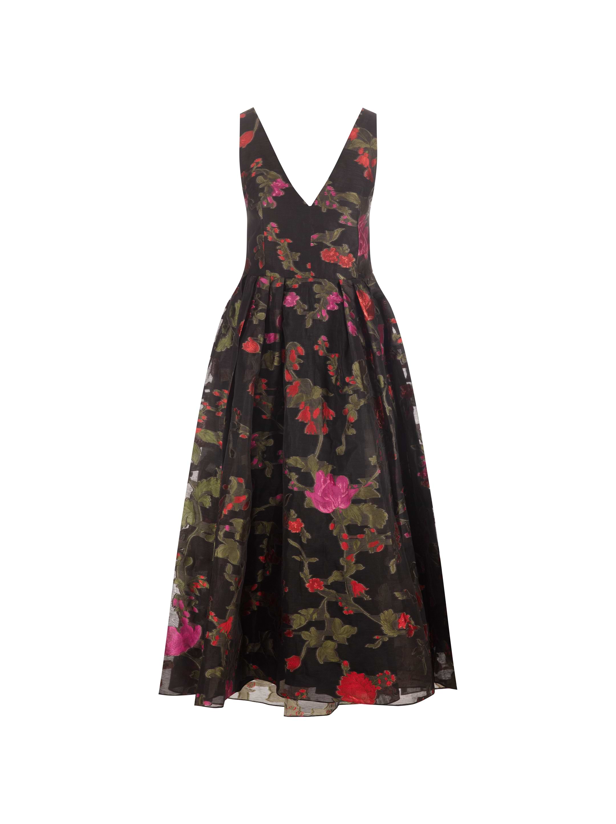 ANDRESD アンドレスド damask gather dress M Erdem women's Maxi dress with floral embroidery - buy for