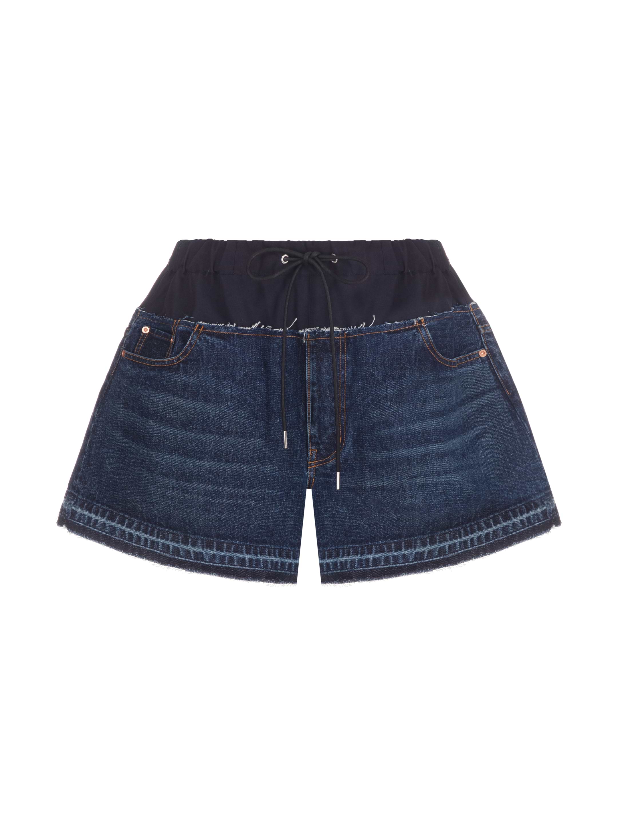【sacai】Bubble Hem Dark Wash Denim Shorts Denim drawstring shorts Sacai for women - buy in the