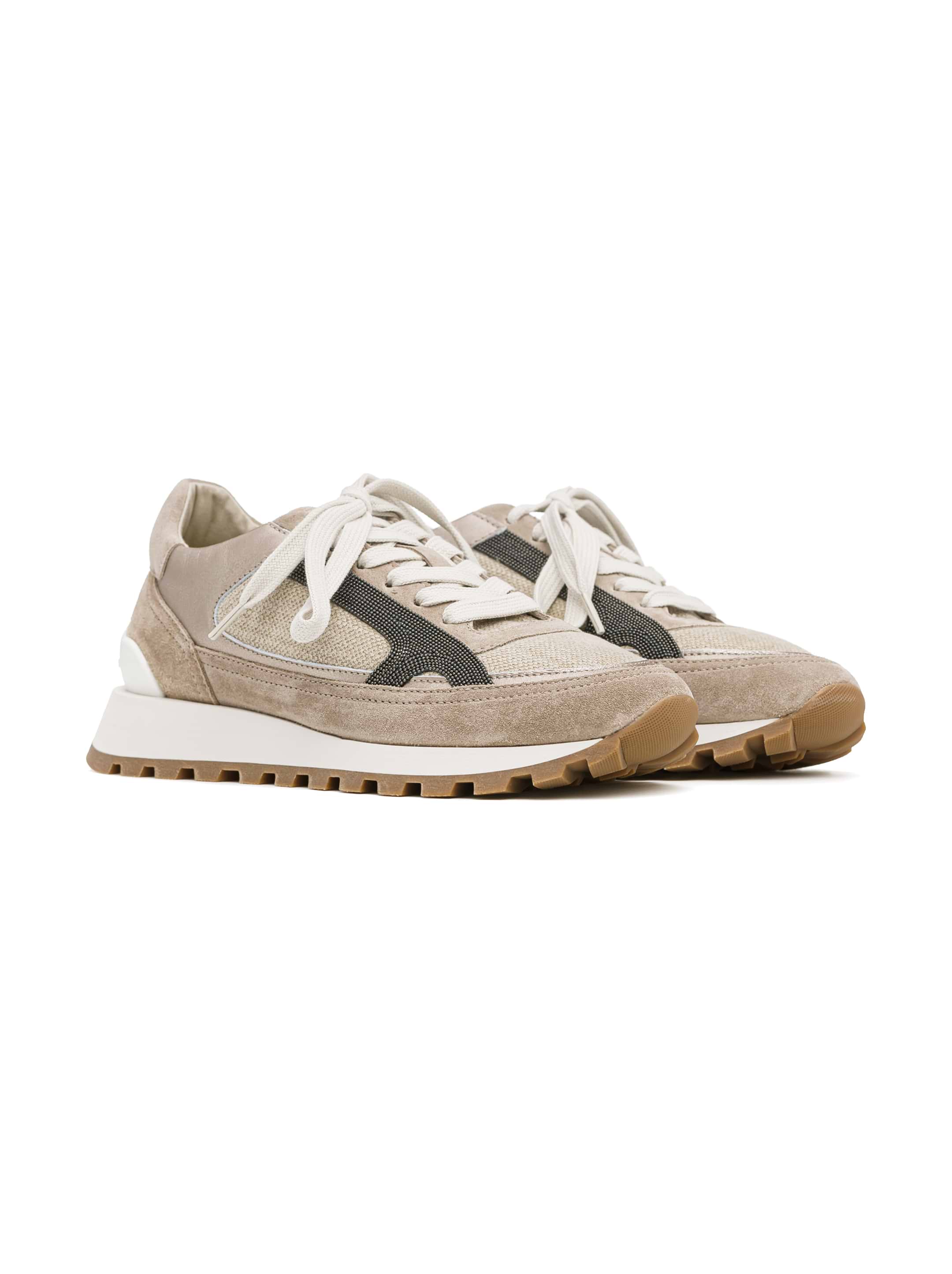 スニーカー BRUNELLO CUCINELLI Women Sneakers MZSFG2645 8767 BROWN Suede runners for Woman in Pine Cone Brown | Brunello Cucinelli