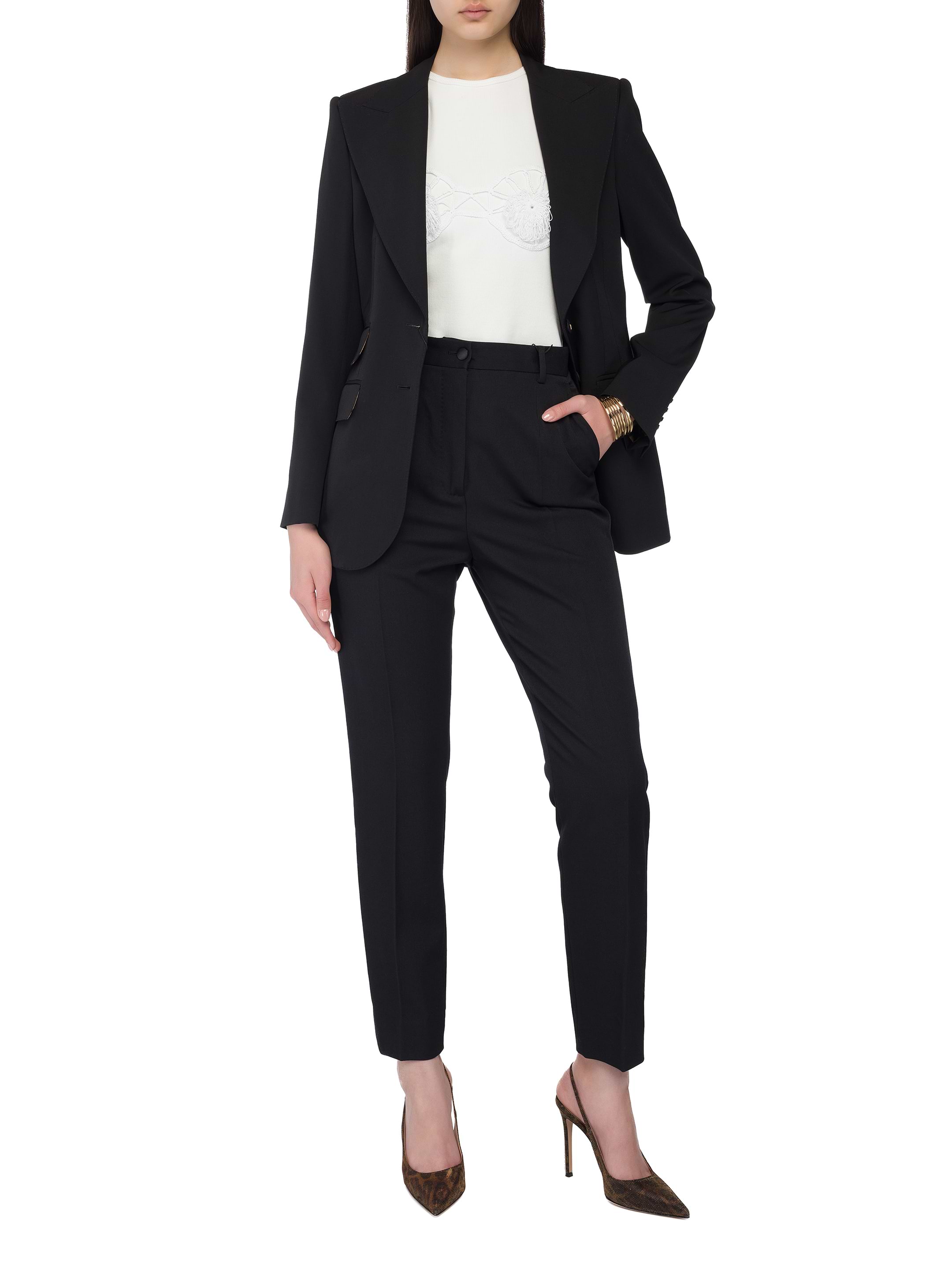 パンツ DOLCE & GABBANA STRAIGHT-LEG GABARDINE TUXEDO TROUSERS Wool gabardine tuxedo pants in Black for Women