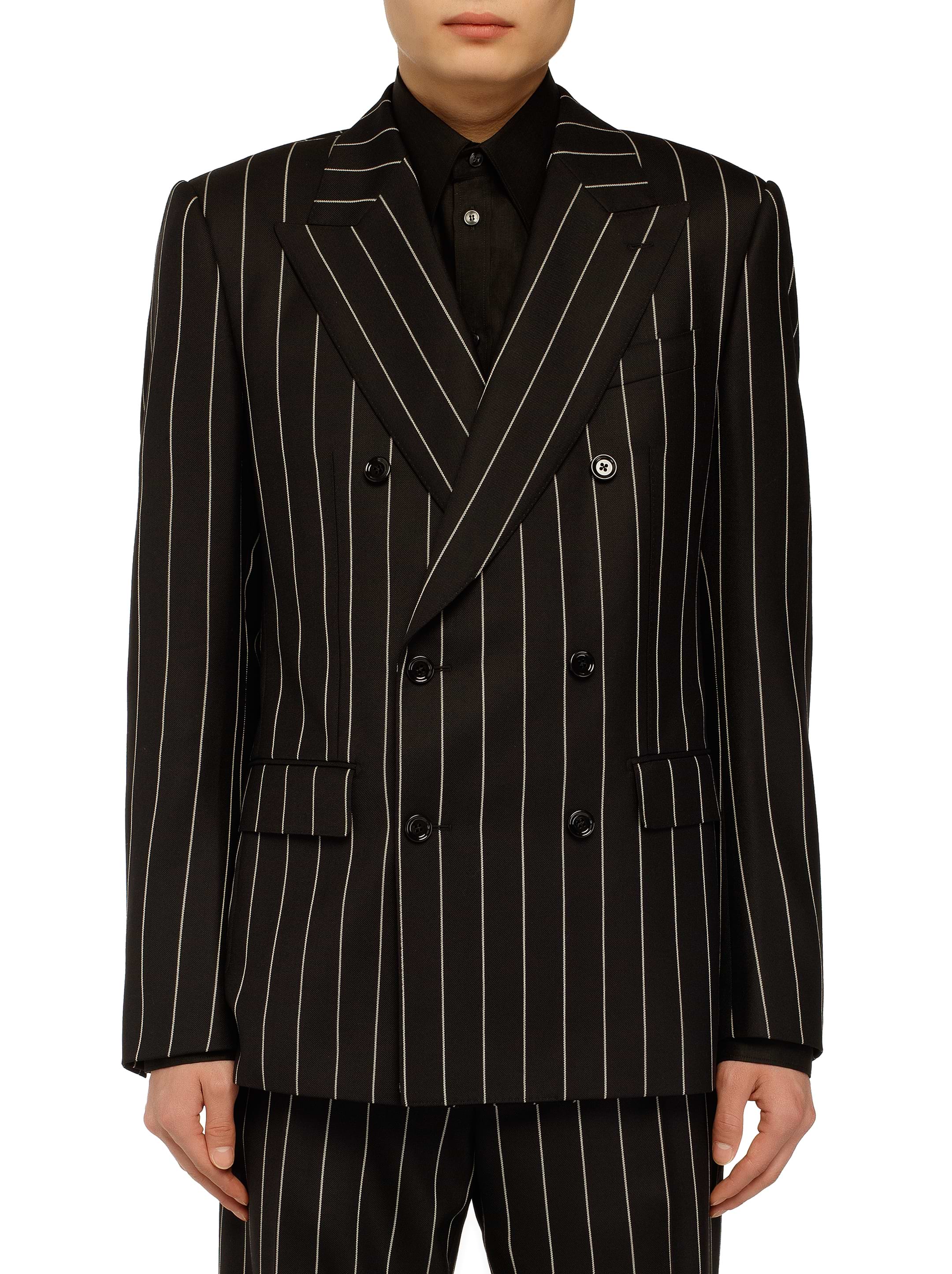【関税&送料込】Dolce&Gabbana Double-Breasted Black Pinstrip Dolce&Gabbana men's Striped double-breasted blazer - buy for