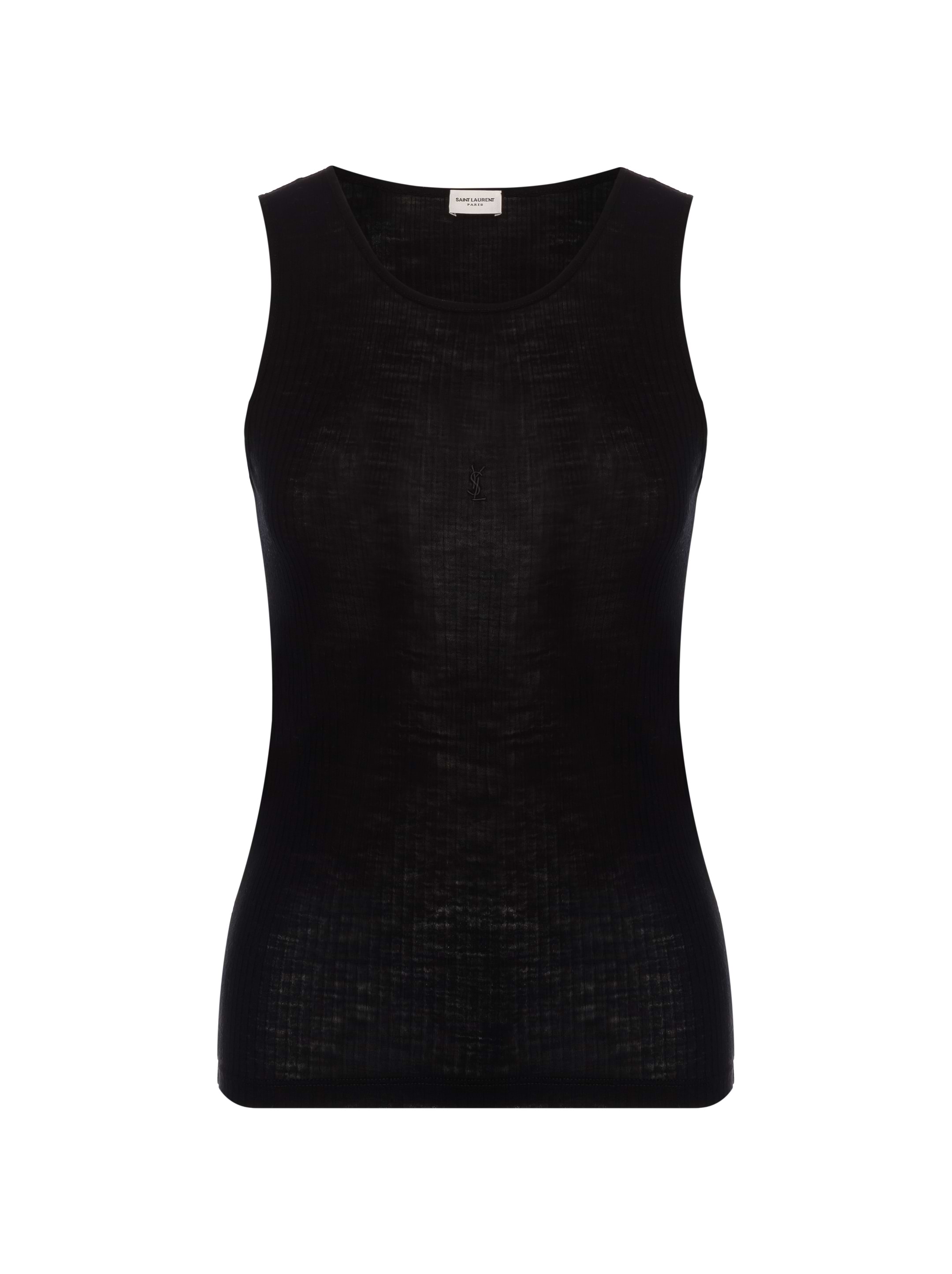 Tシャツ・カットソー SAINT LAURENT Black Silk Tank-Top Saint Laurent women's Silk tank top with lace - buy for